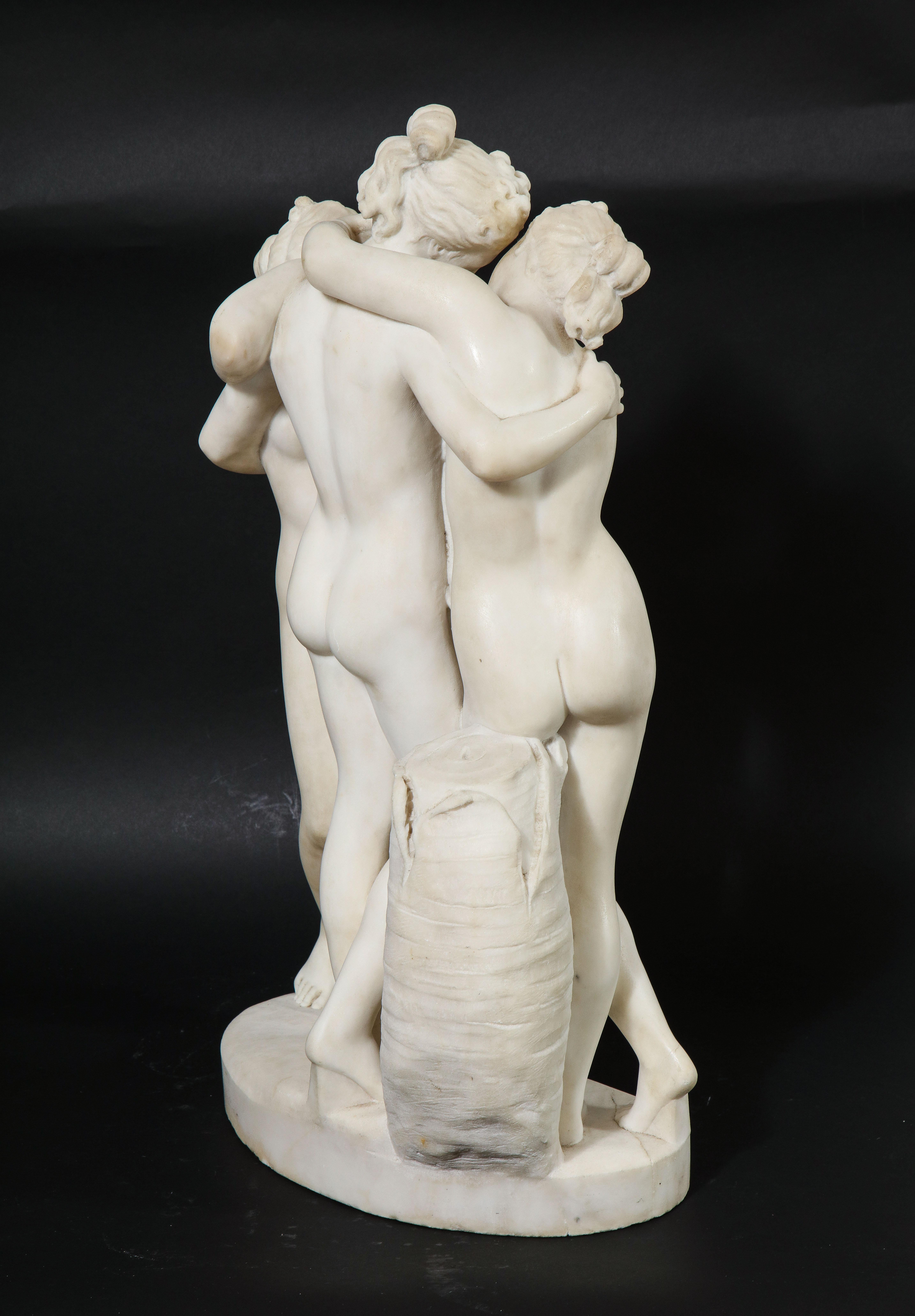 Mid-19th Century An Italian Carrara Marble Model of the Three Graces, after Antonio Canova For Sale