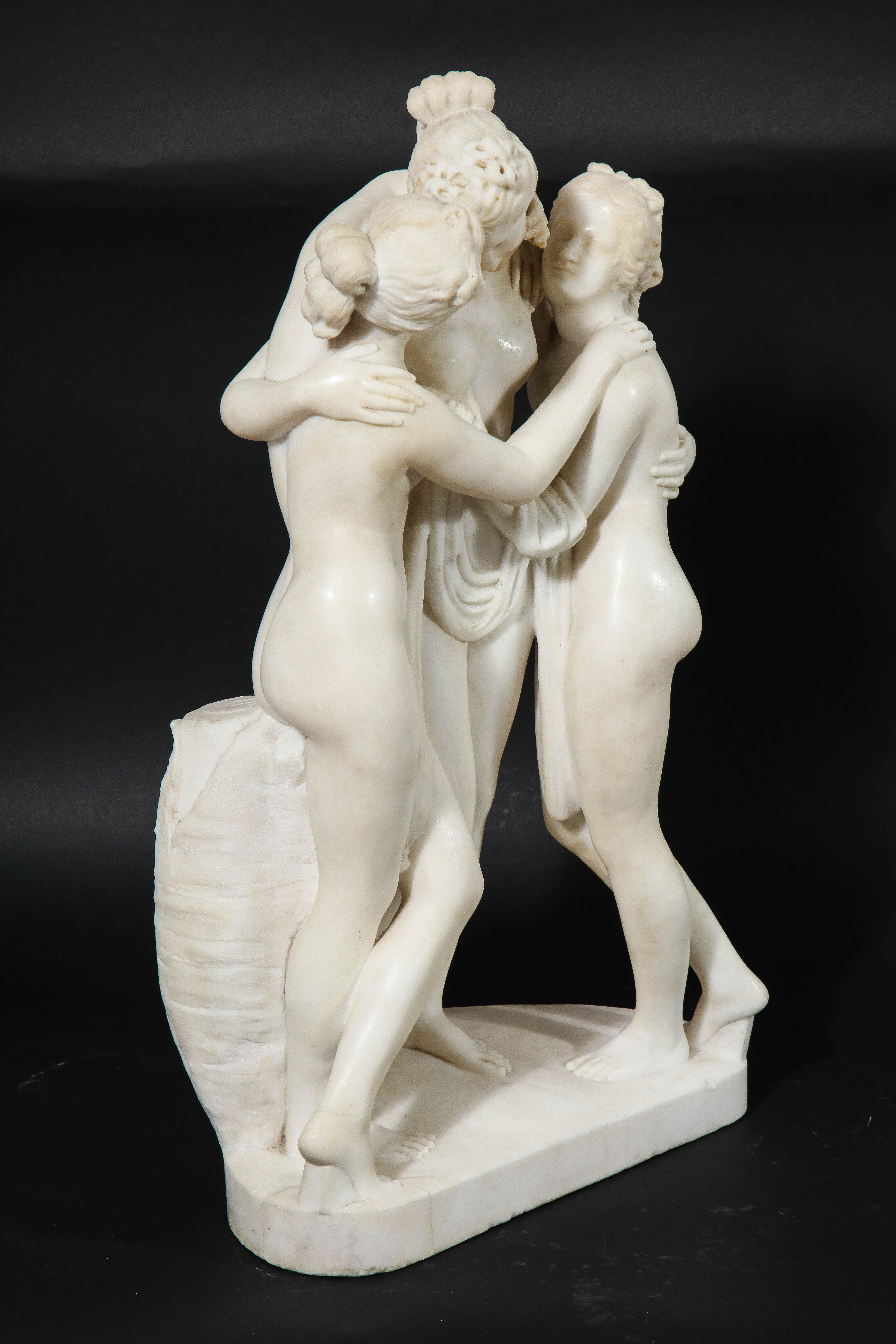 An Italian Carrara Marble Model of the Three Graces, after Antonio Canova For Sale 1
