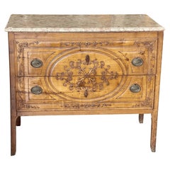 Antique Italian Carved Fruitwood Marble-Top Commode, c. 1790