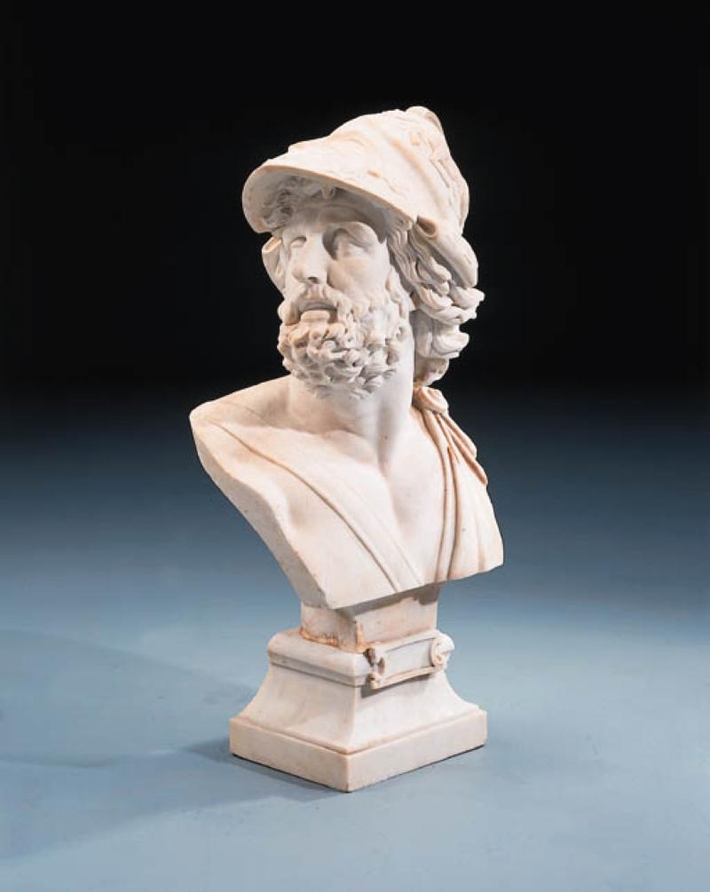 Neoclassical Italian Carved Marble Bust of Ajax For Sale