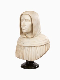 Eine italienische geschnitzte Marmorbüste von Girolamo Savonarola