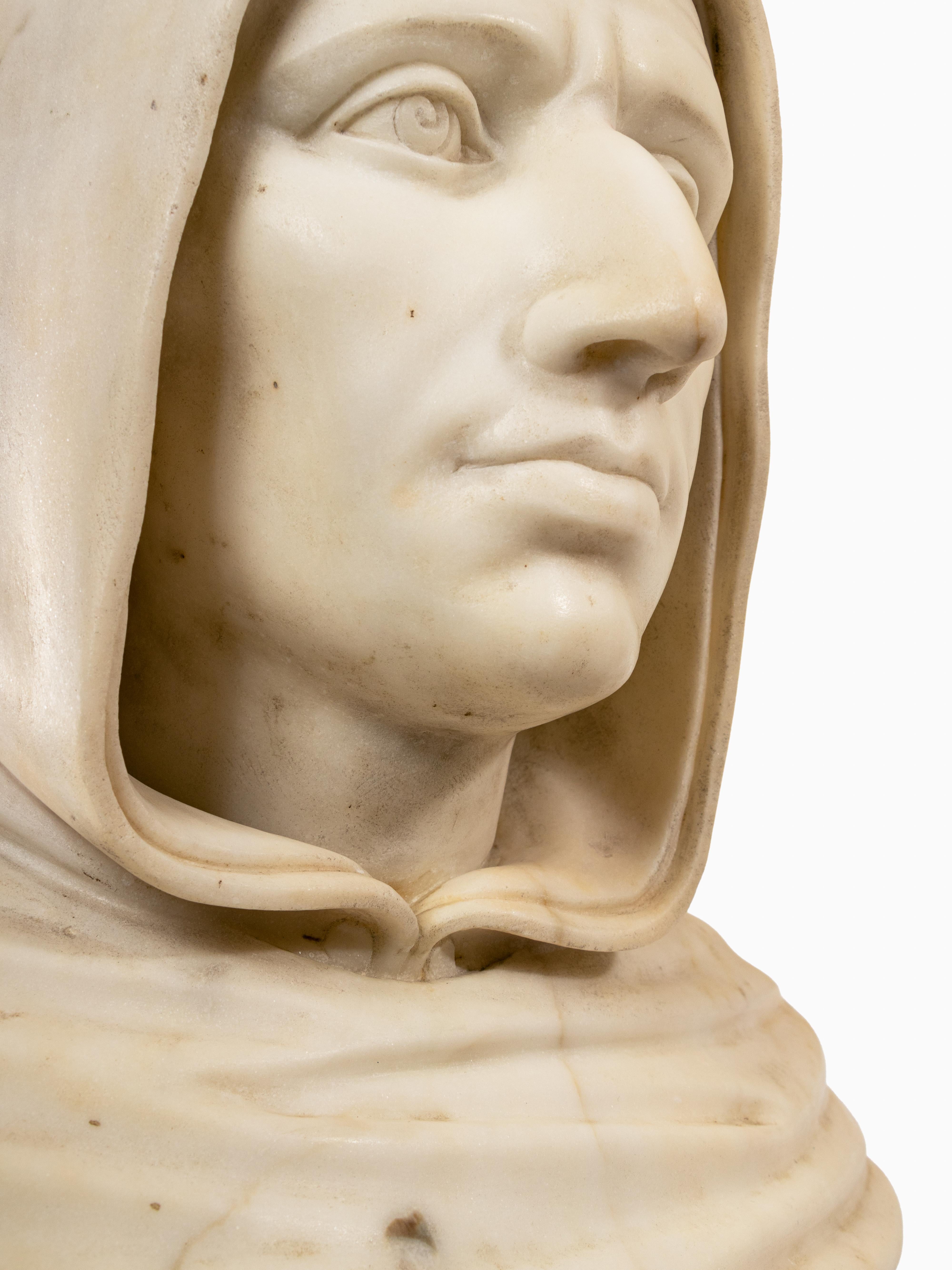 An Italian Carved Marble Bust of Girolamo Savonarola For Sale 3