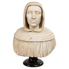 Buste italien en marbre sculpté de Girolamo Savonarola