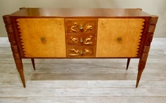Italian Carved Two-Tone Wood Sideboard or Credenza by Pier Luigi Colli