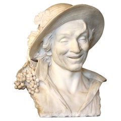 Italian Carved White Marble Bust