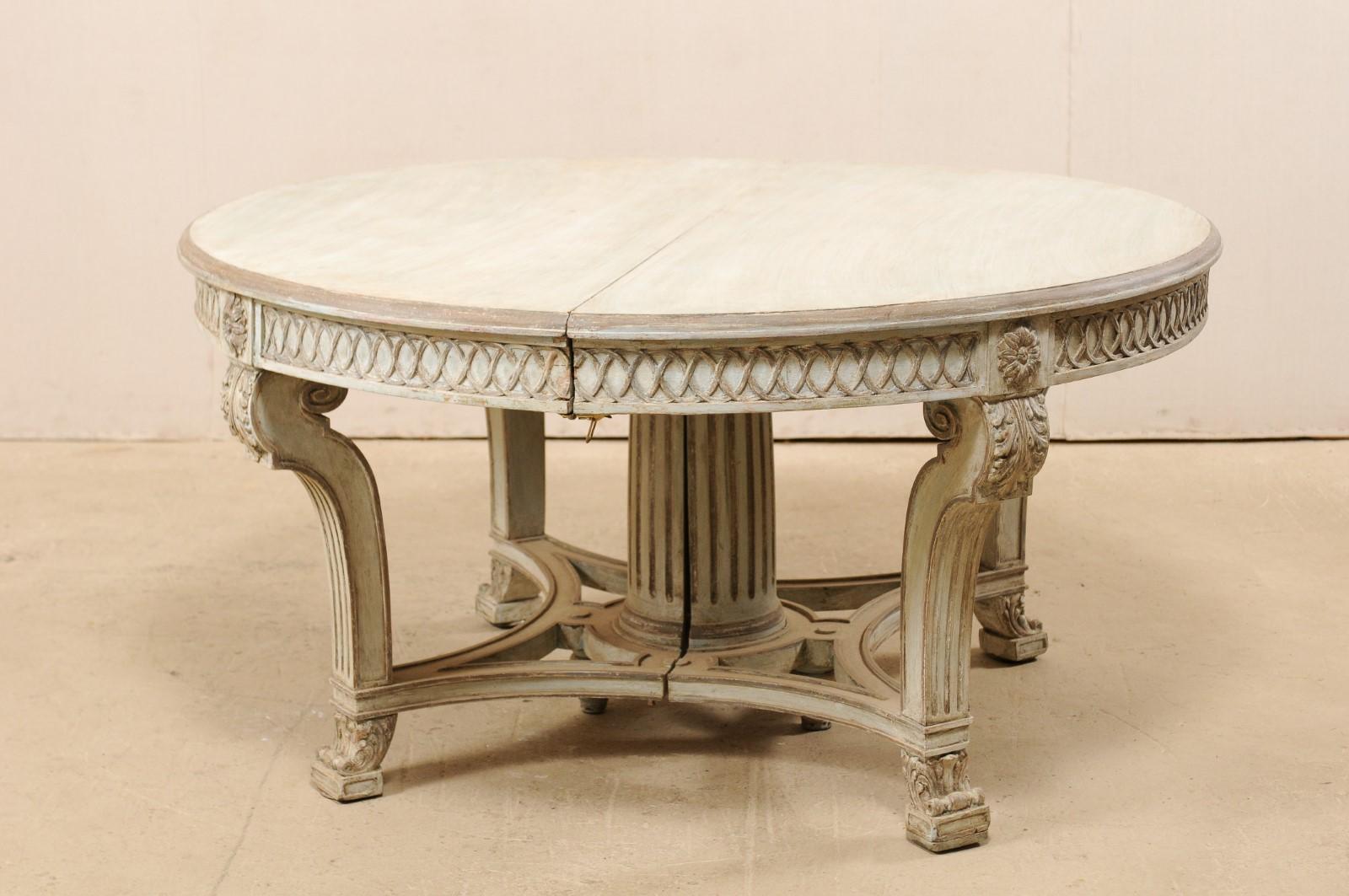 Italian Demi-Lune Console Table w/Beautifully Carved Adornment & Fluted Column For Sale 4