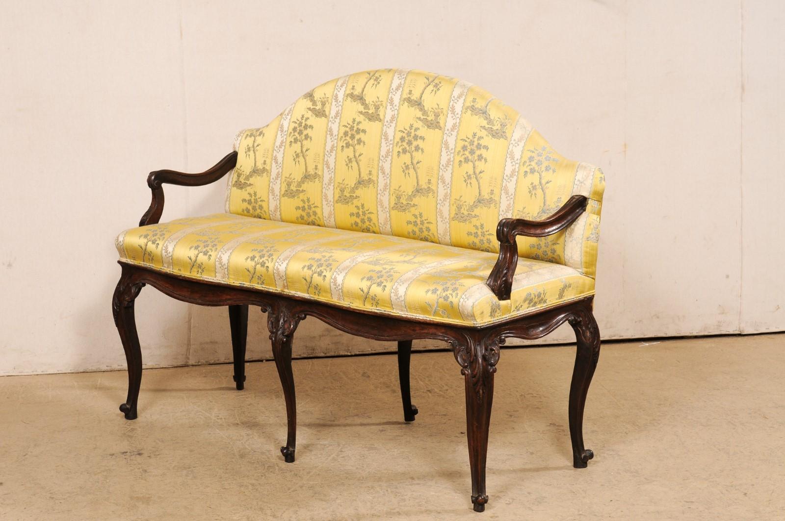 An Italian Carved-Wood & Upholstered Settee, Turn of 18th/19th Century For Sale 7