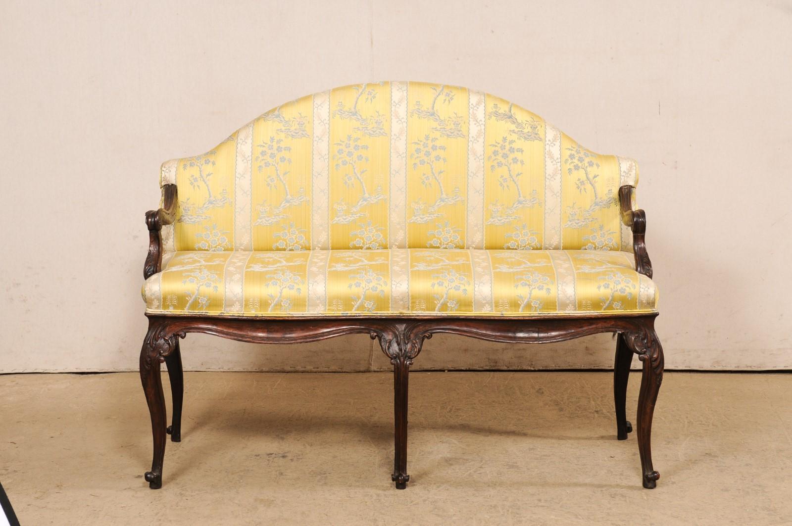 An Italian Carved-Wood & Upholstered Settee, Turn of 18th/19th Century For Sale 8