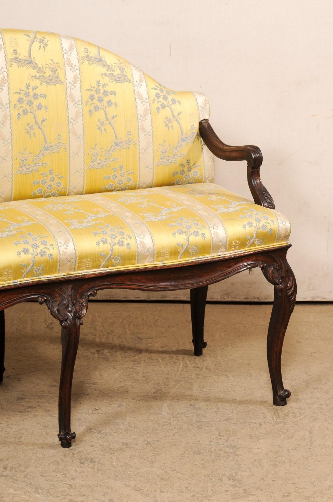 Upholstery An Italian Carved-Wood & Upholstered Settee, Turn of 18th/19th Century For Sale