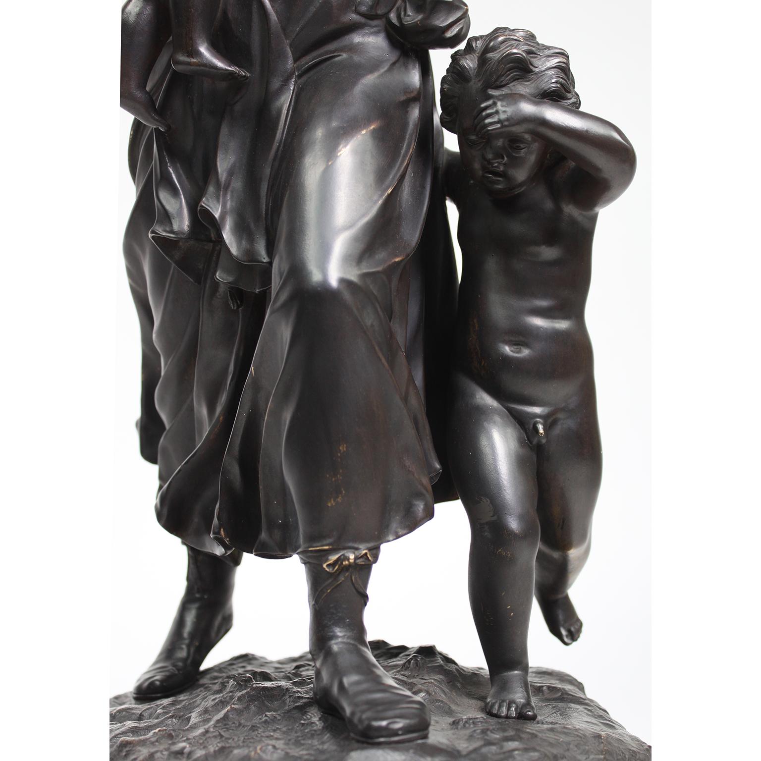 An Italian Cast 19th Century Bronze Group Mother & Children Titled 