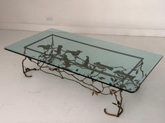 An Italian Cast Brass Bird and Branches Cocktail Table