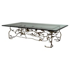 An Italian Cast Brass Bird and Branches Cocktail Table