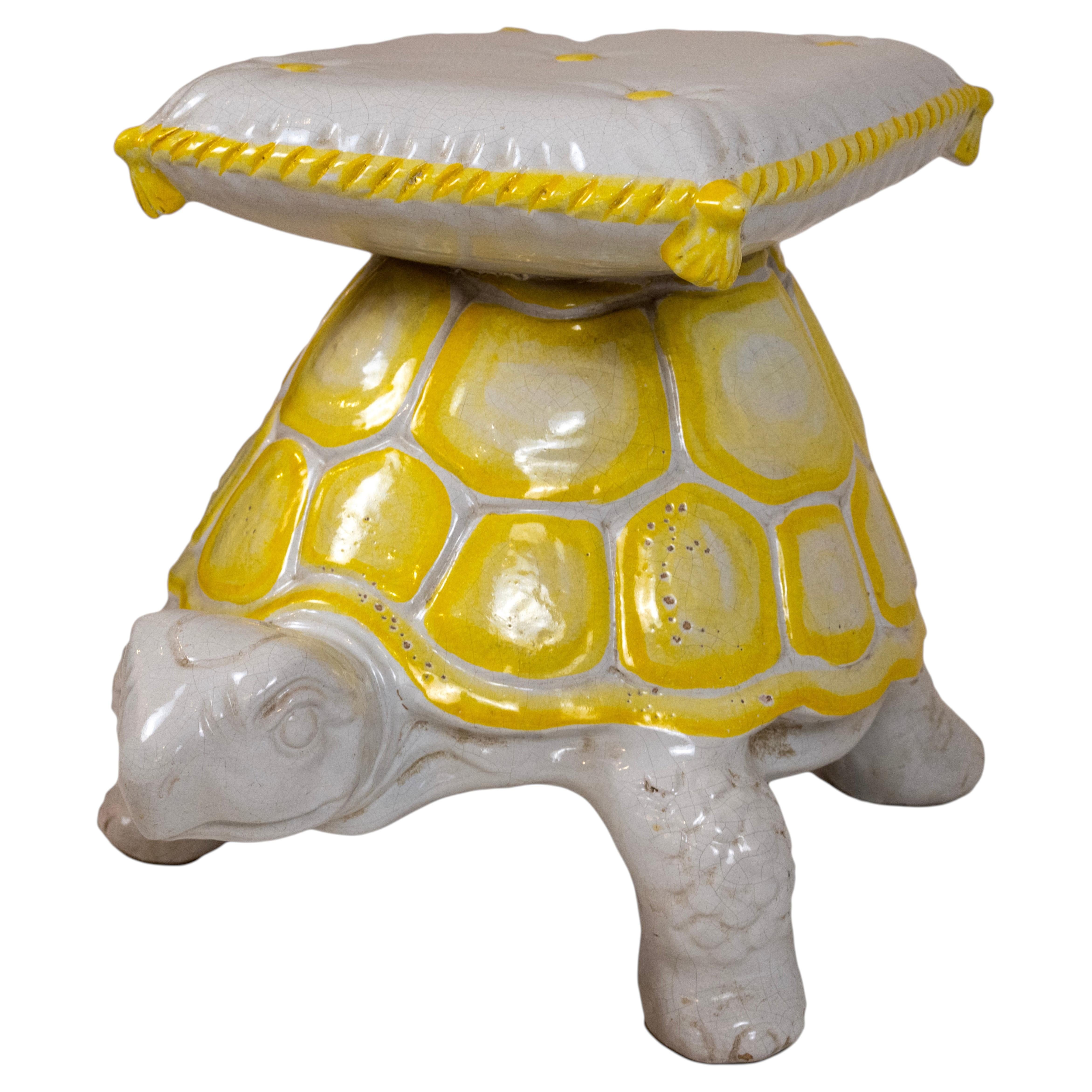 An Italian Ceramic Garden Stool in the Form of a Tortoise For Sale