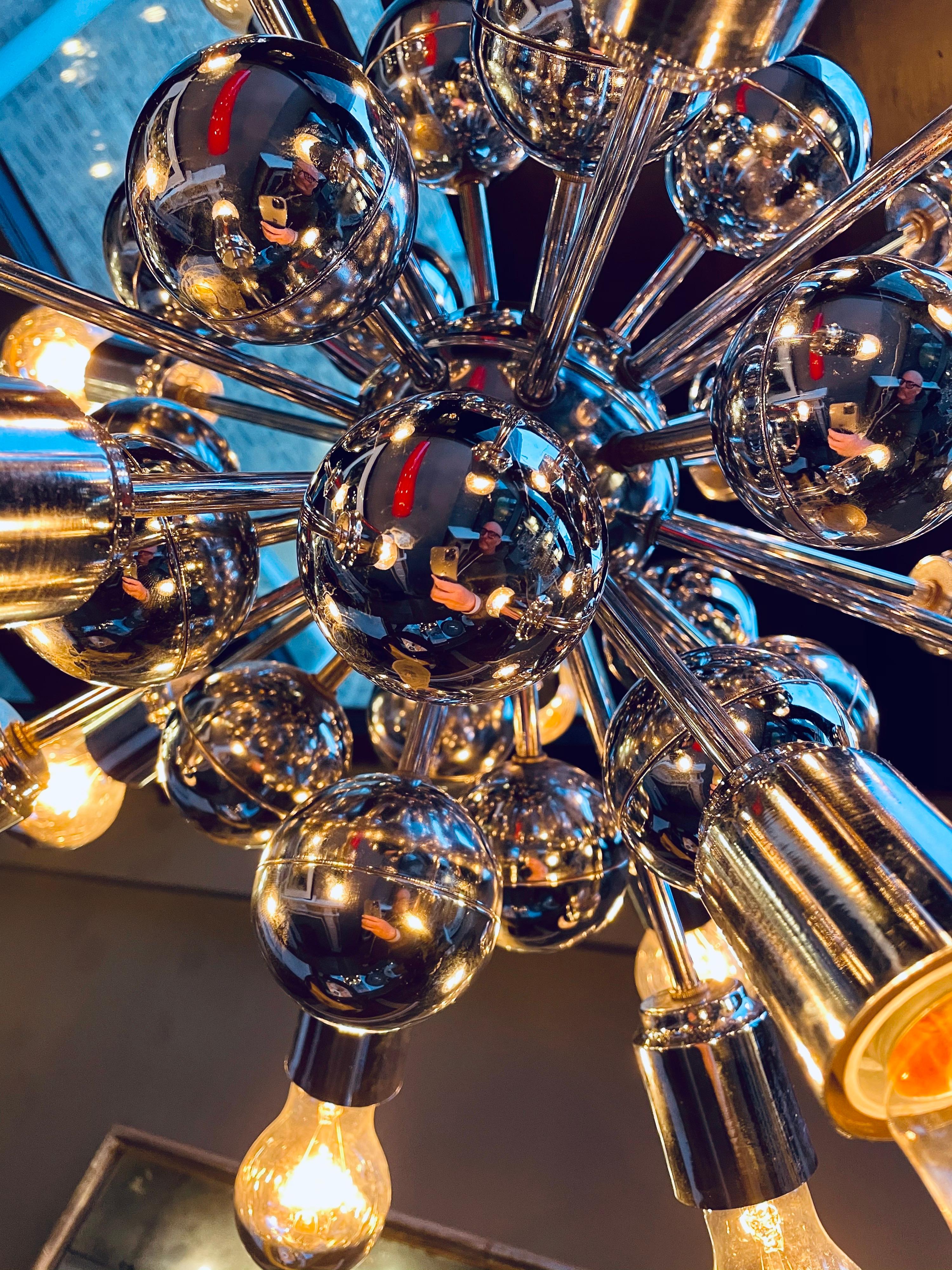 Mid-Century Modern Italian Chrome Sputnik Chandelier by Sciolari