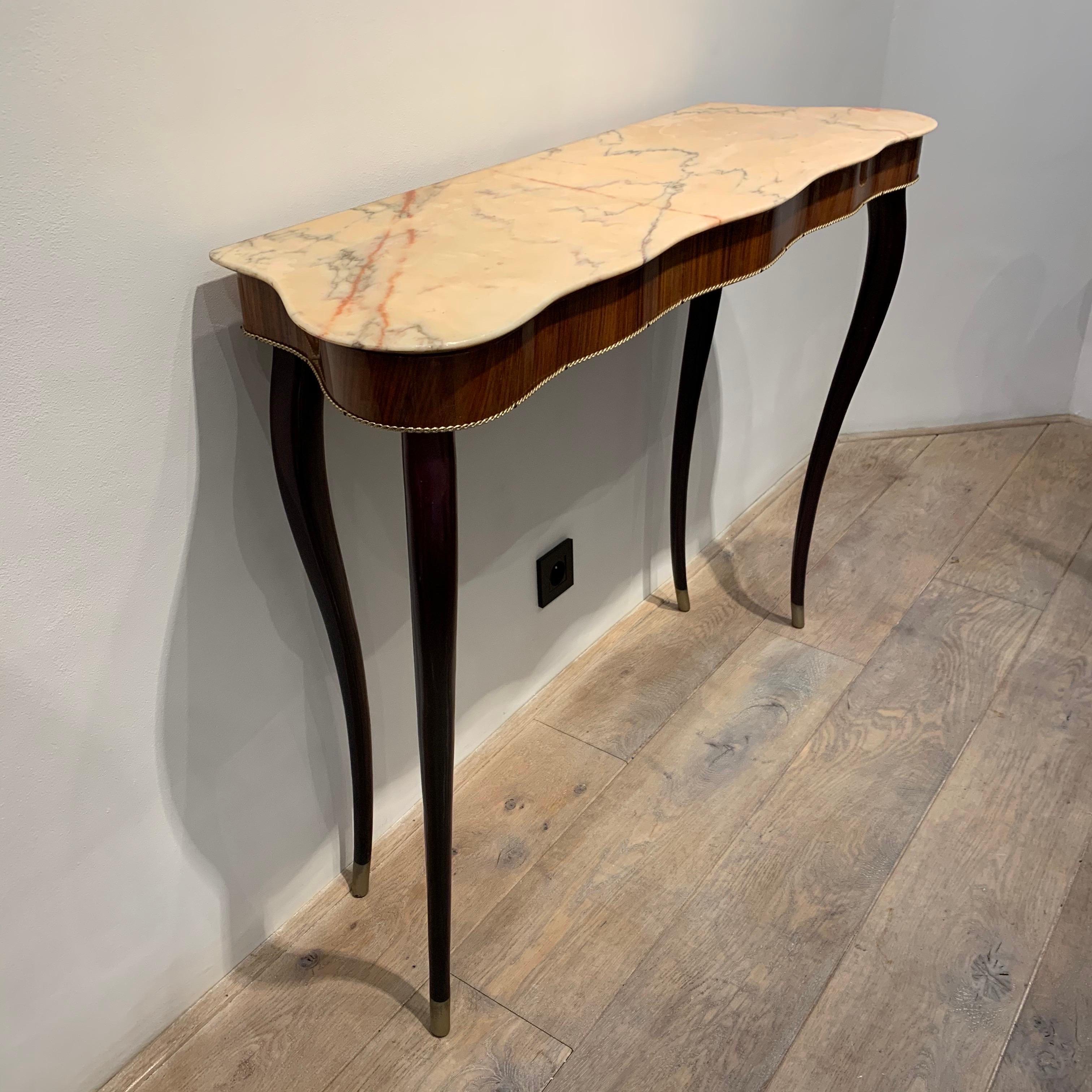 Gilt Italian Console with Marbletop, 1940s