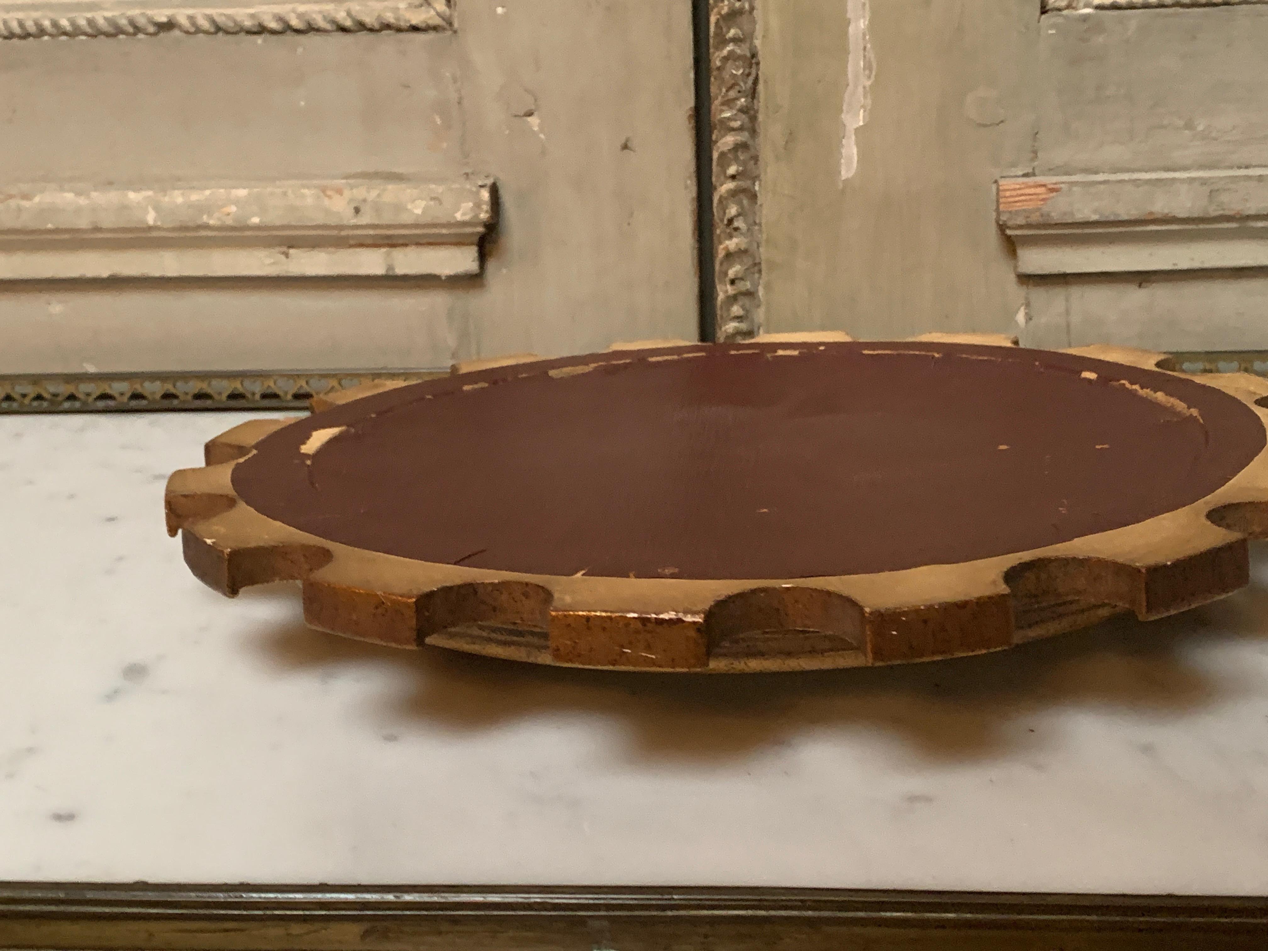 Mid-Century Italian Gilt-Wood Starburst Convex Mirror In Good Condition In Dallas, TX