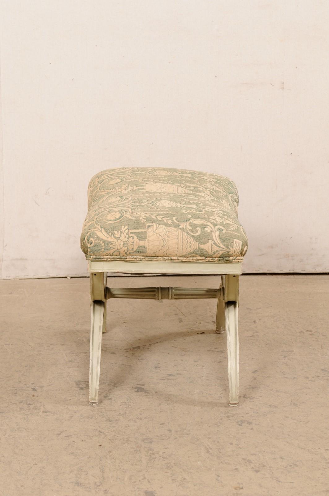 An Italian Curule Stool w/Neoclassic Fabric Seat Cushion, Mid 20th Century For Sale 1