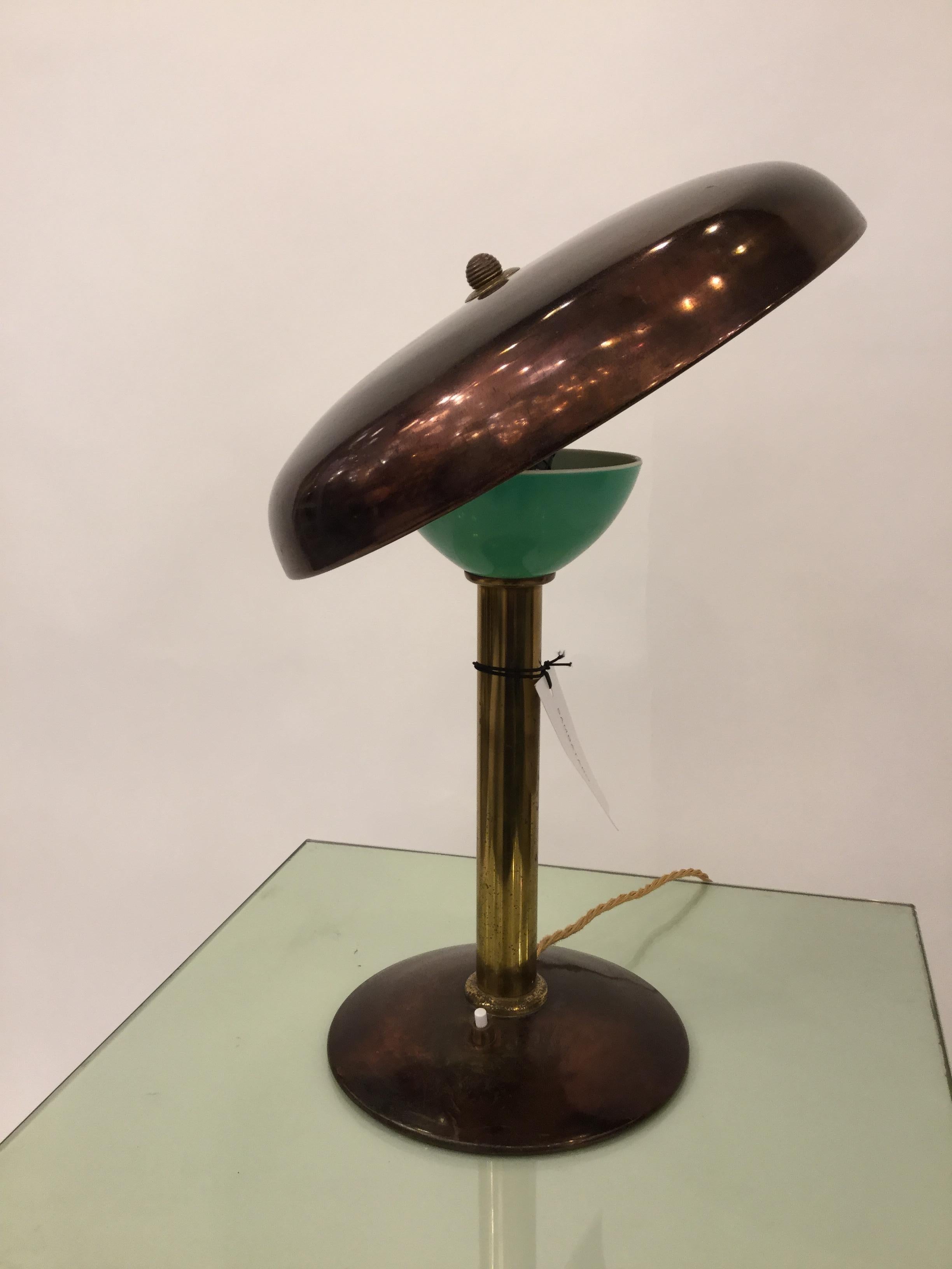 20th Century Italian Designed Desk Lamp in Brass, Copper and Bakelite, circa 1950