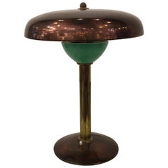 Italian Designed Desk Lamp in Brass, Copper and Bakelite, circa 1950