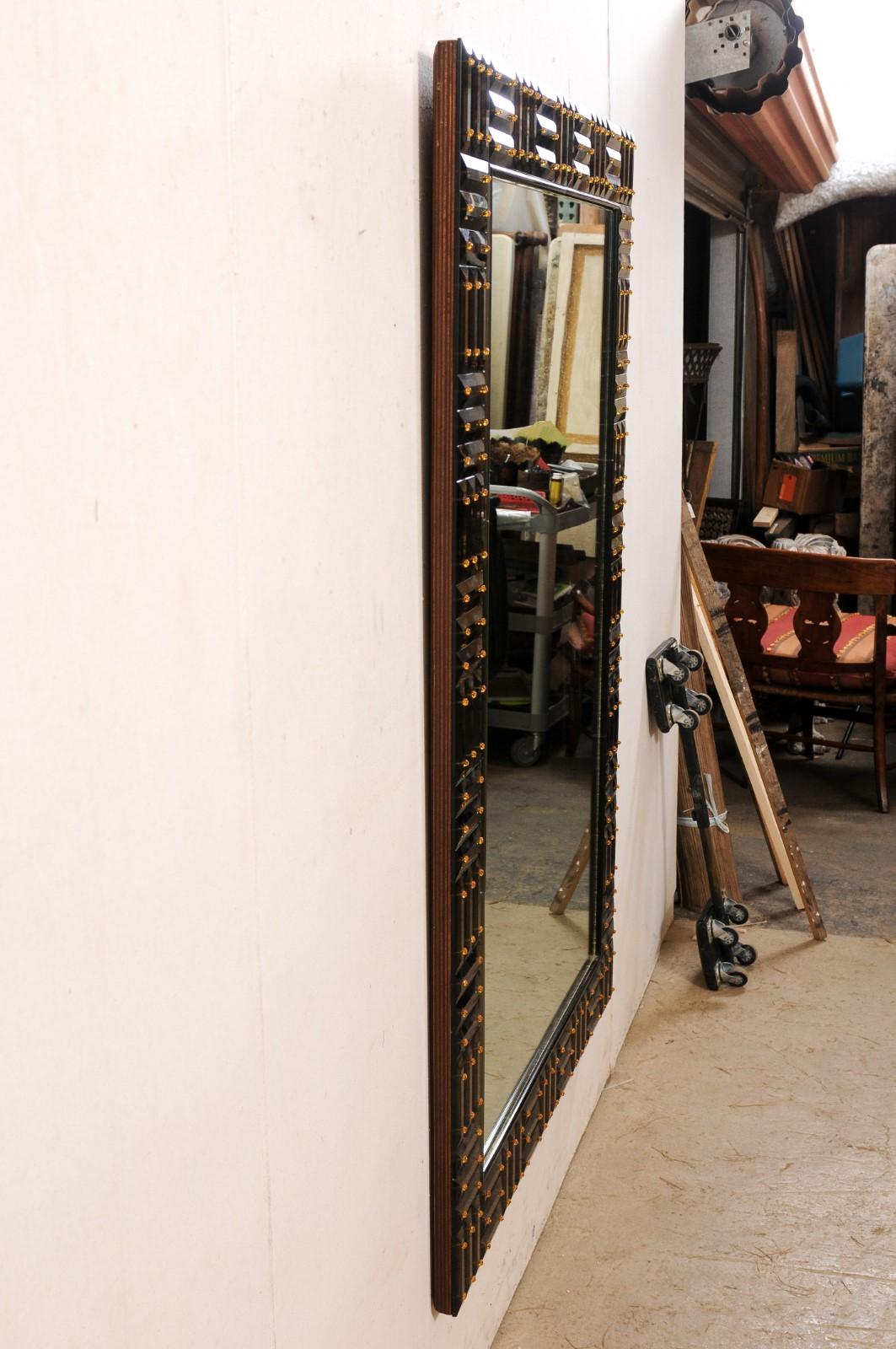 Italian Donghia Amber Mirror with Smokey Amber Venetian Glass Surround For Sale 6