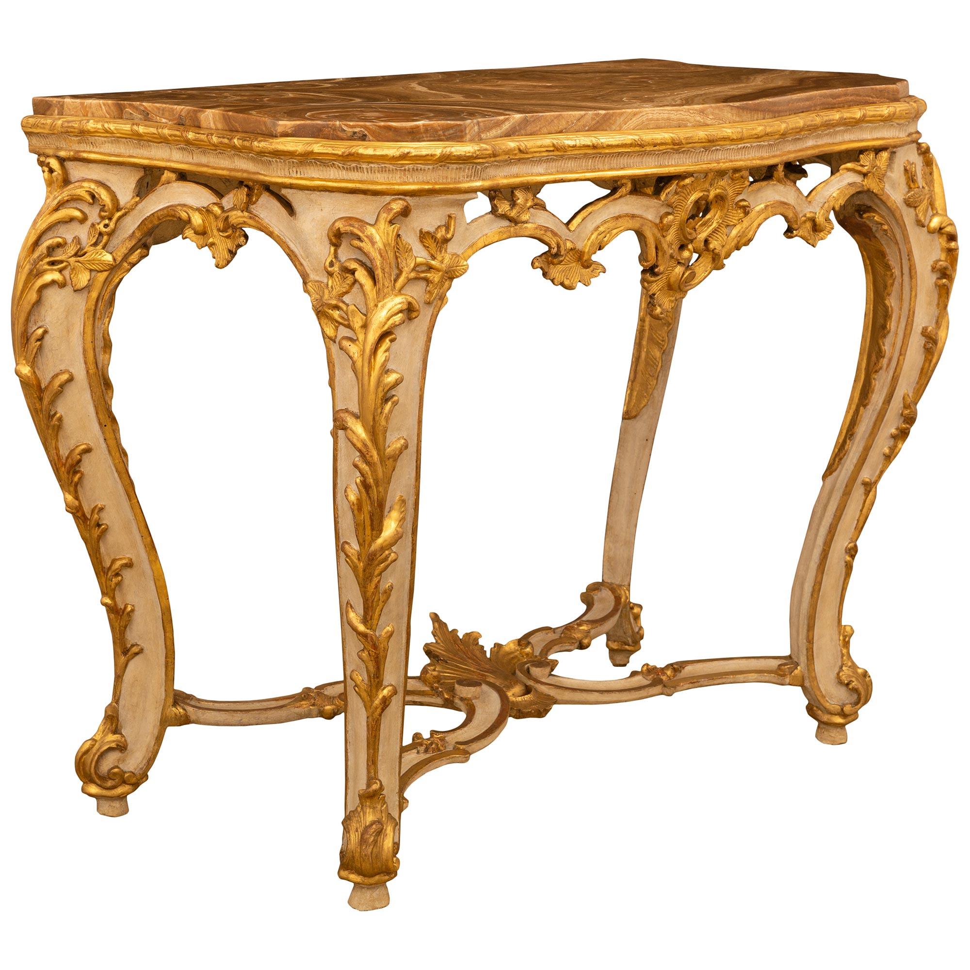 Eine italienische Konsole aus Alabastro Fiorito aus venezianischem St. Giltwood des frühen 18. (Italienisch) im Angebot