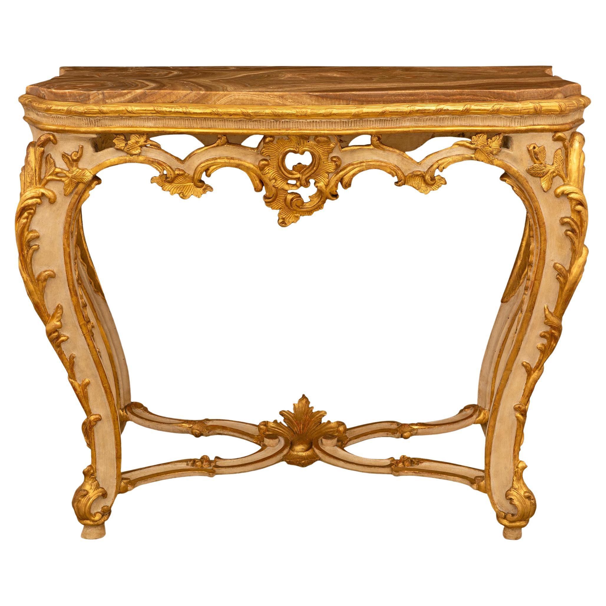 Eine italienische Konsole aus Alabastro Fiorito aus venezianischem St. Giltwood des frühen 18. im Angebot