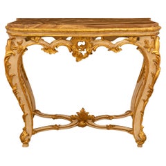 Consolle in legno dorato alabastro fiorito veneziano degli inizi del XVIII secolo