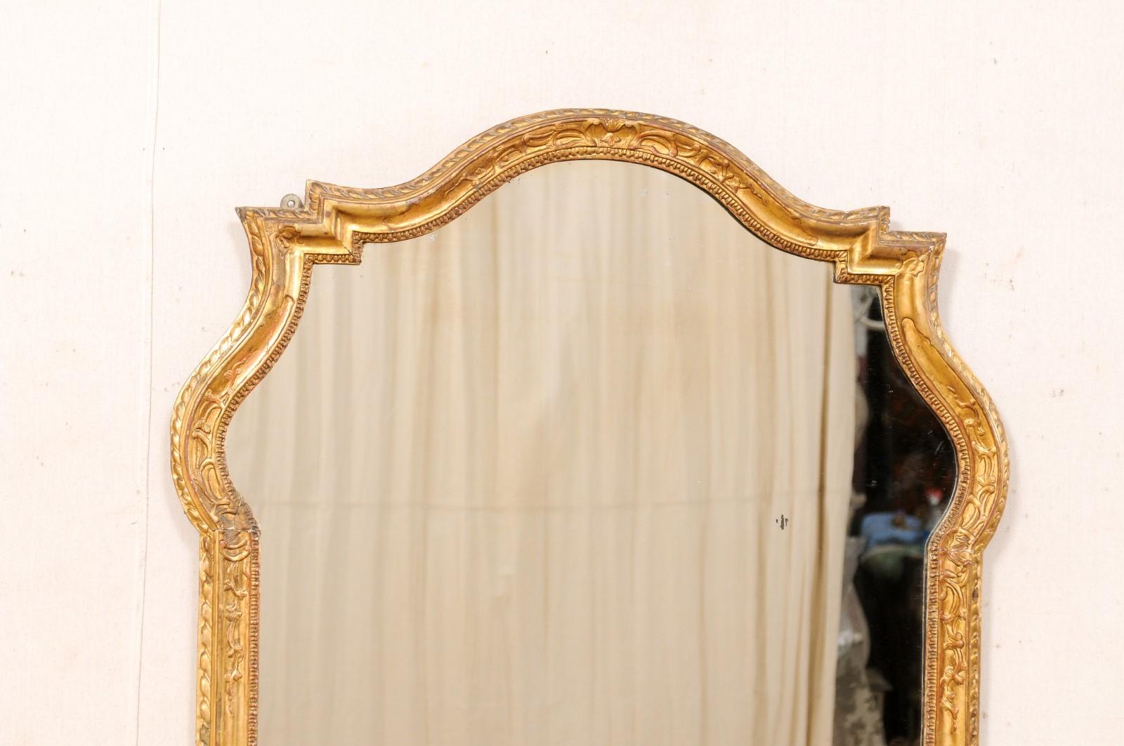 An Italian Early 19th Century Carved-Wood Mirror w/its Original Finish In Good Condition In Atlanta, GA