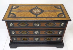 An Italian Ebonized Fruitwood and Bone Inlaid Three Drawer Commode