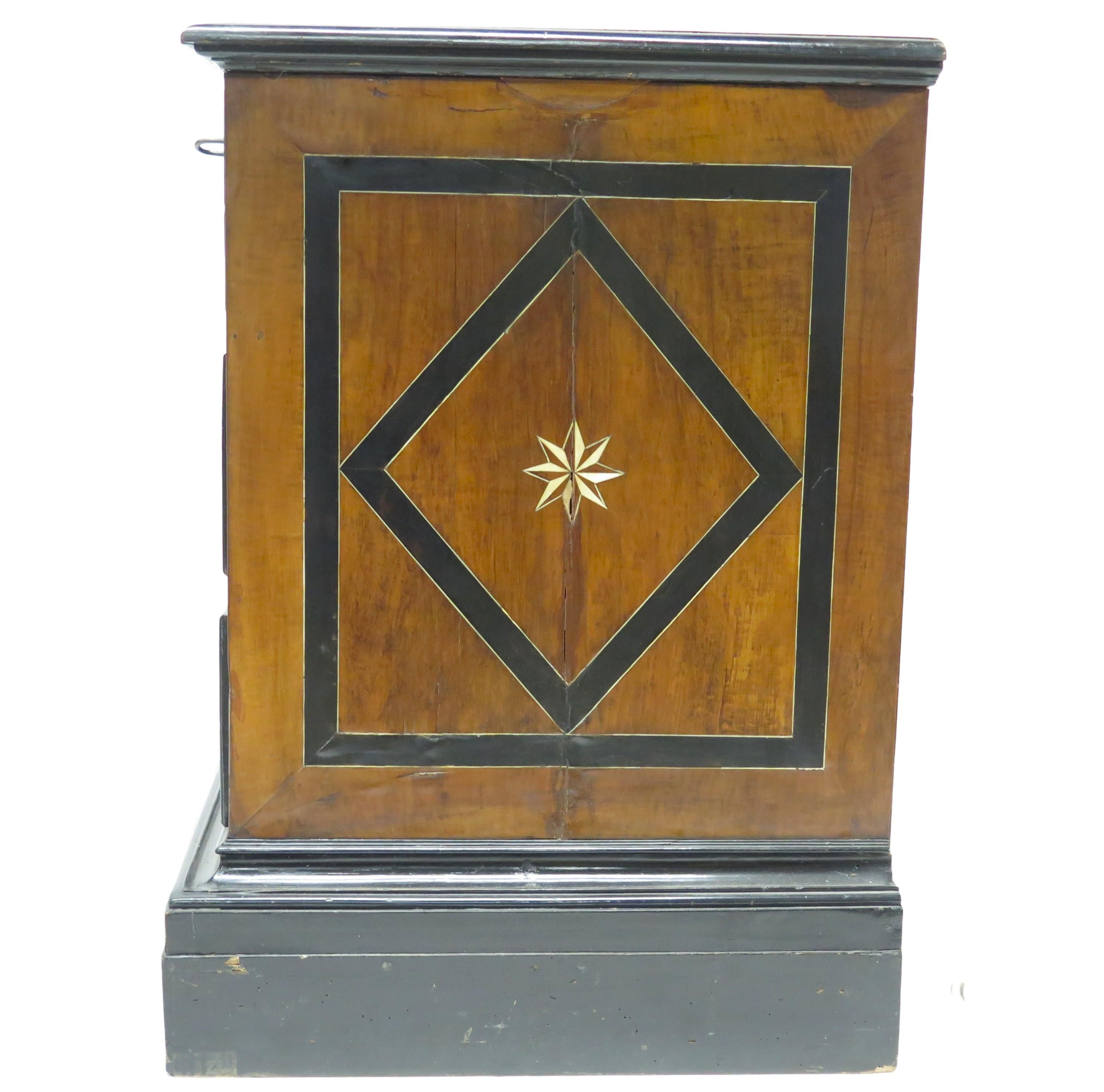 18th Century An Italian Ebonized Fruitwood and Bone Inlaid Three Drawer Commode For Sale
