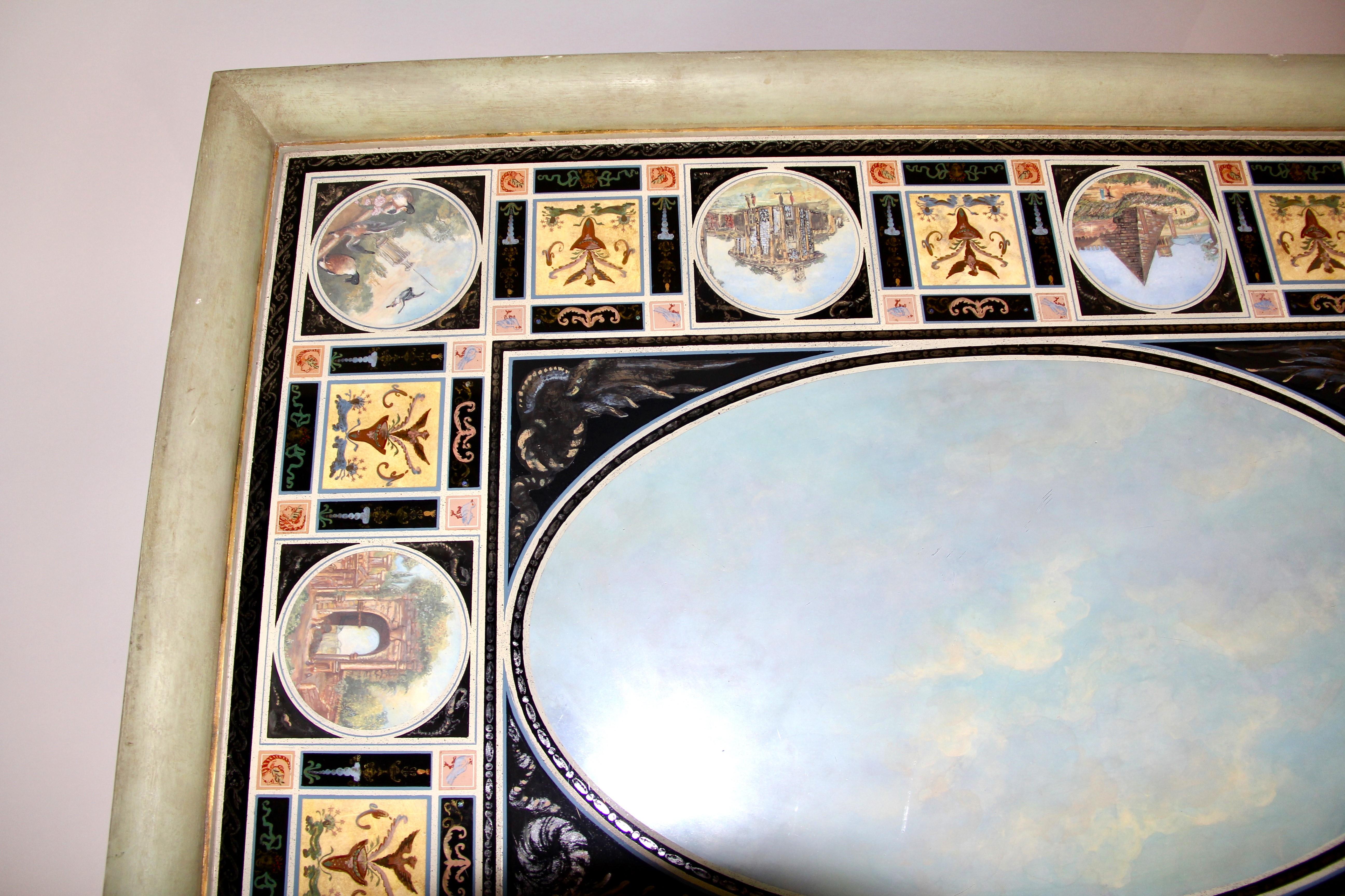 Table basse italienne en verre peint et bois peint et doré en vente 2
