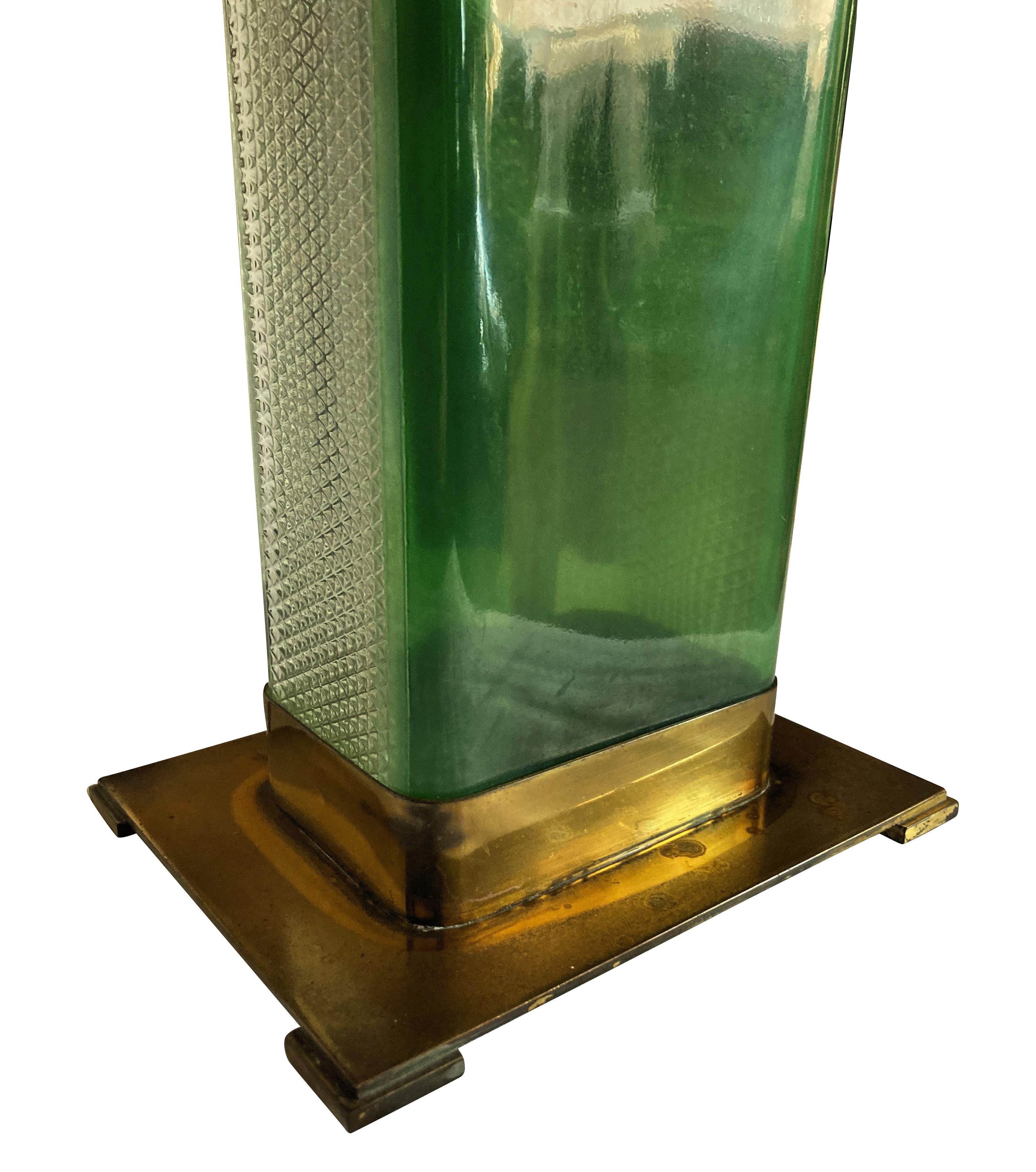 Mid-Century Modern An Italian Emerald Green Glass Lamp