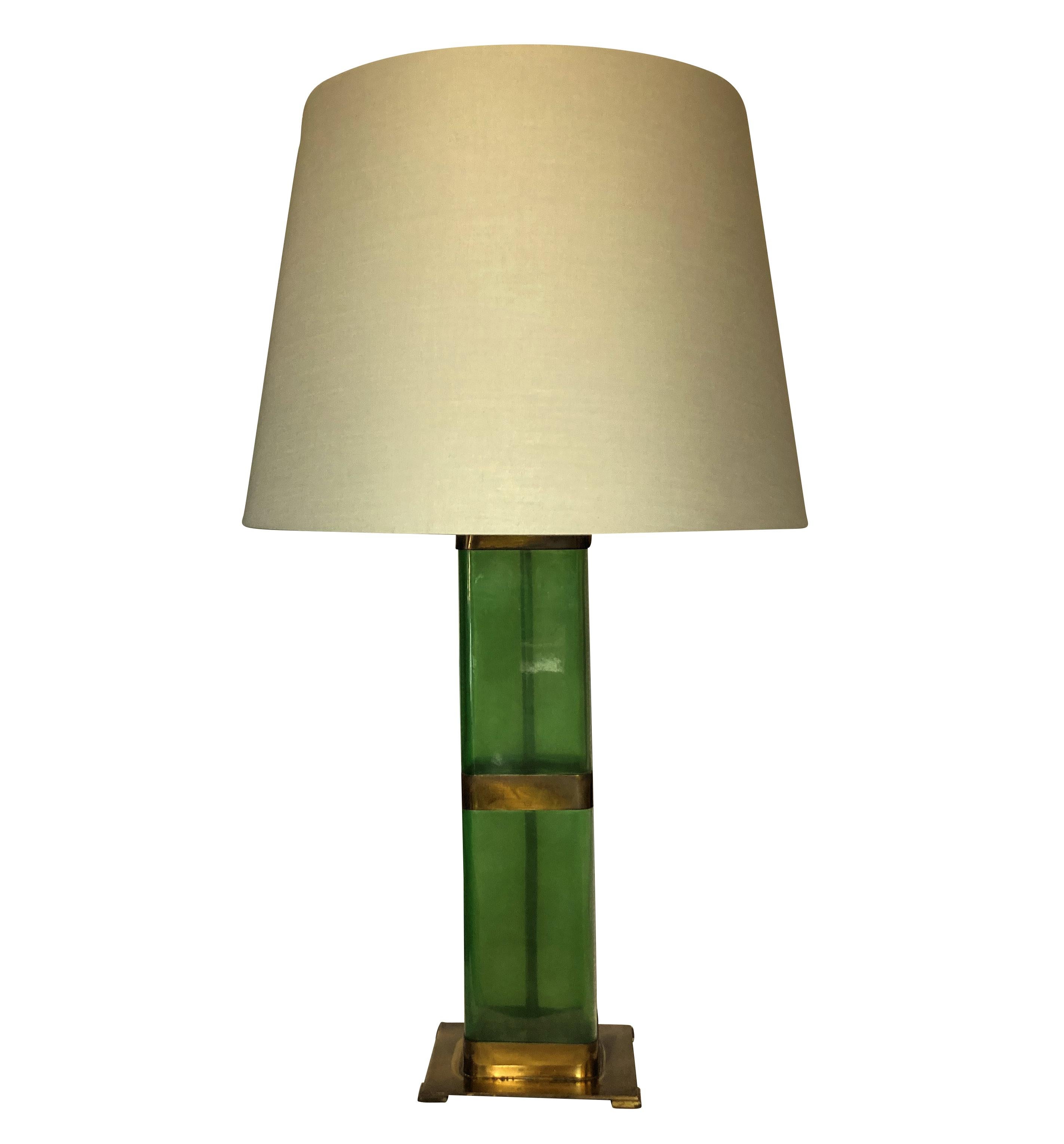 Mid-20th Century An Italian Emerald Green Glass Lamp