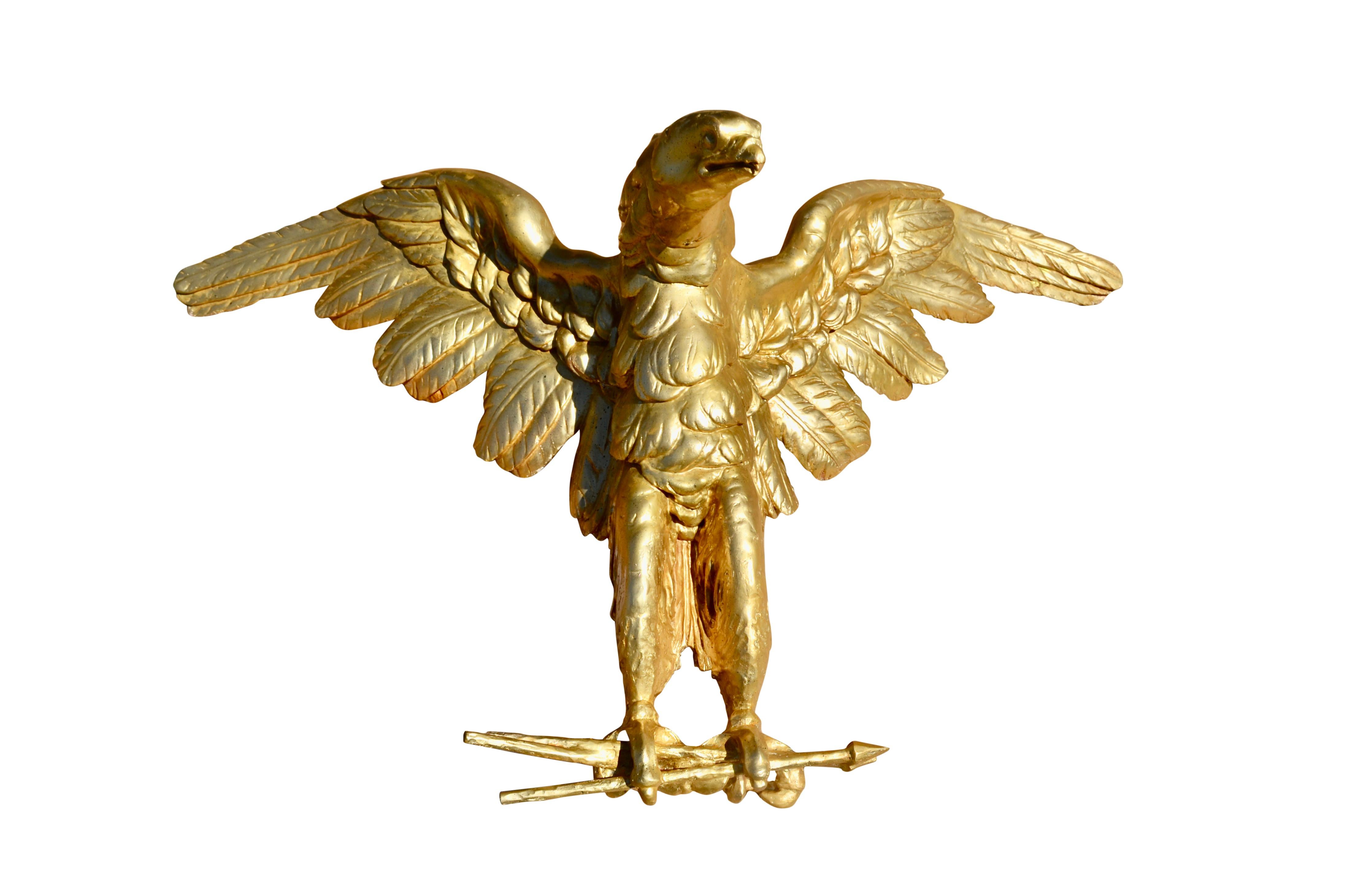 Hand-Crafted Italian Empire Early 19th Century Gilt Wood Eagle