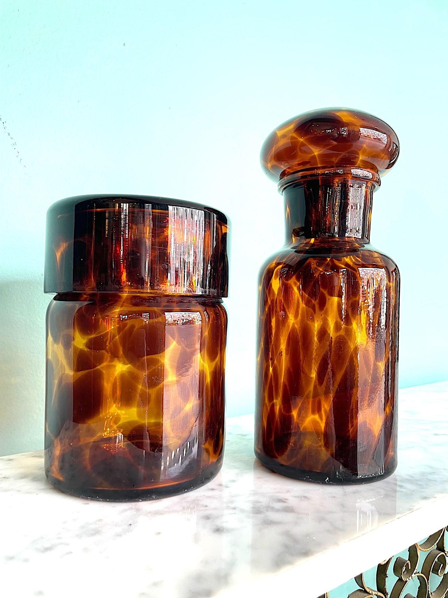 Italian Faux Tortoiseshell Murano Glass Bathroom Set by Barovier Et Toso In Excellent Condition In London, GB