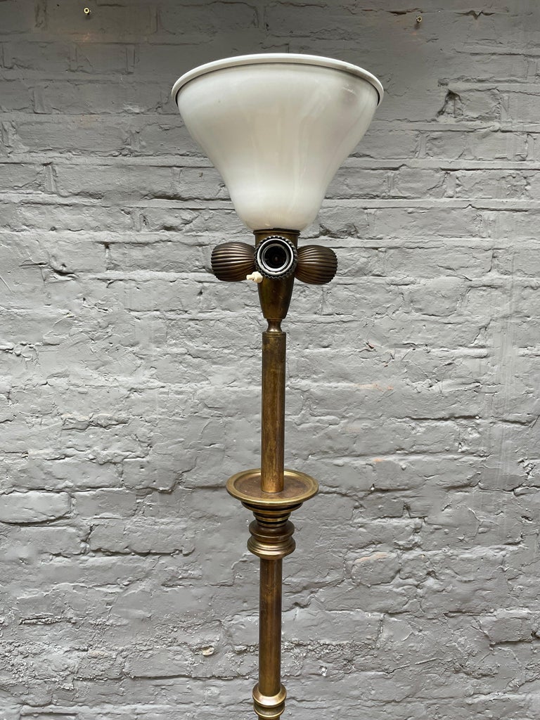 Italian Gaetano Sciolari Brass Floor Lamp For Sale 1