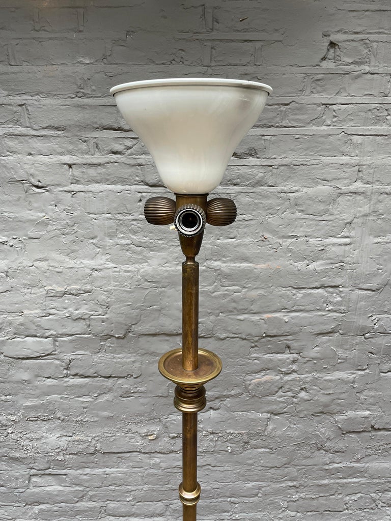 Italian Gaetano Sciolari Brass Floor Lamp For Sale 2