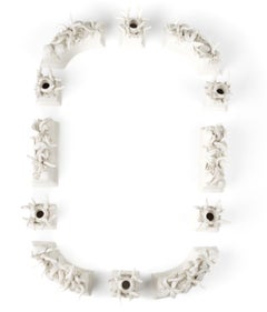 An Italian Garden Hand-Made Ceramic Candlestick Holder Centerpiece