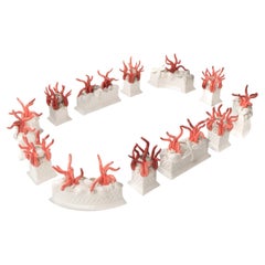 Centro de mesa portavelas de cerámica Hand Made "Un jardín italiano" - Rojo
