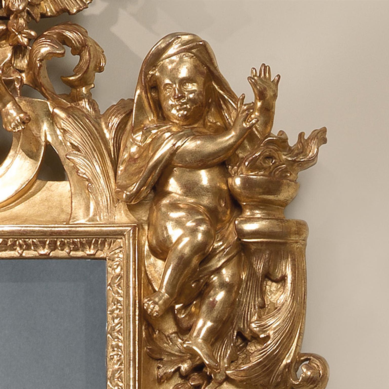 Ein italienischer Spiegel aus Giltwood mit allegorischen Figuren der Jahreszeiten (Rokoko) im Angebot