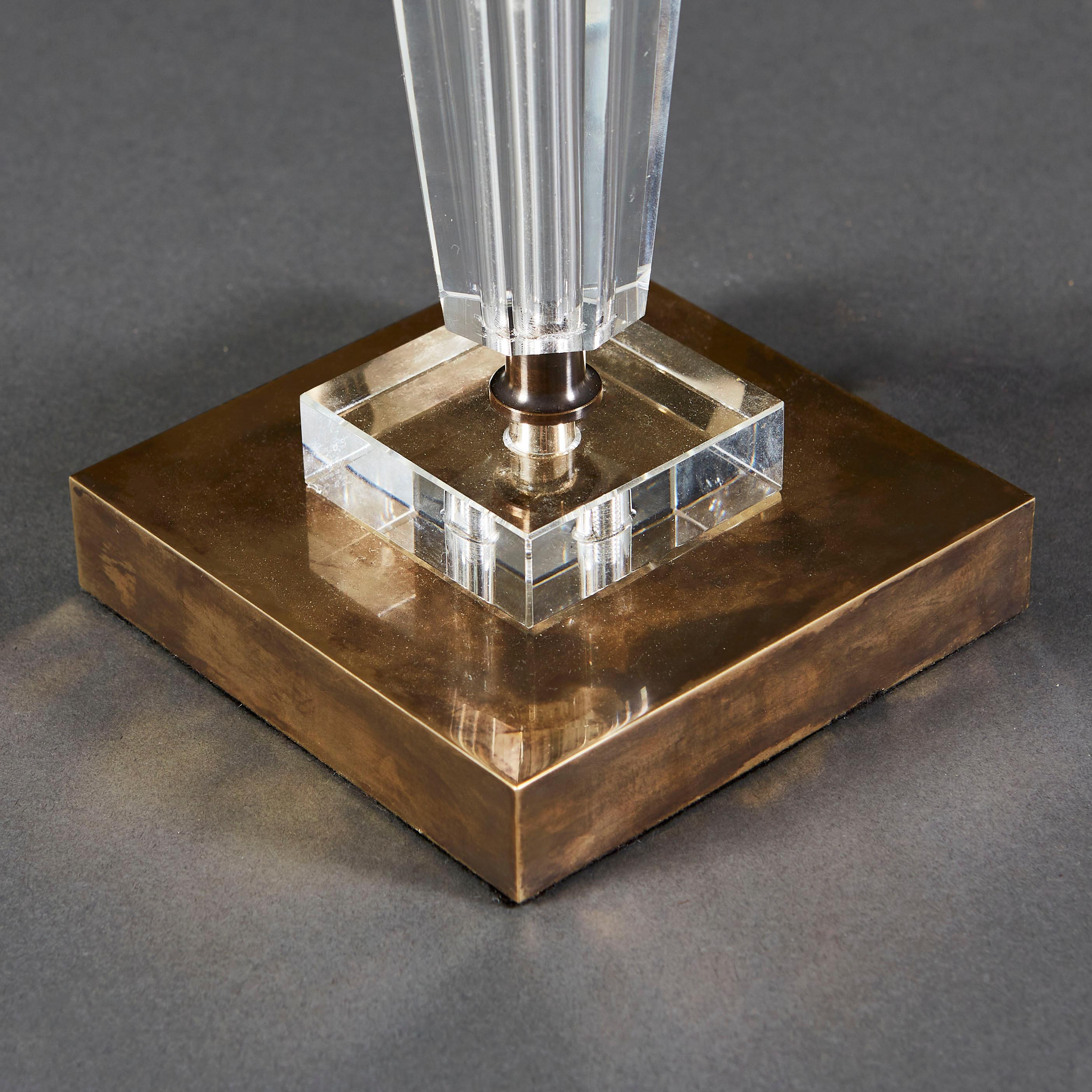 20th Century Italian Glass and Brass Column Lamp