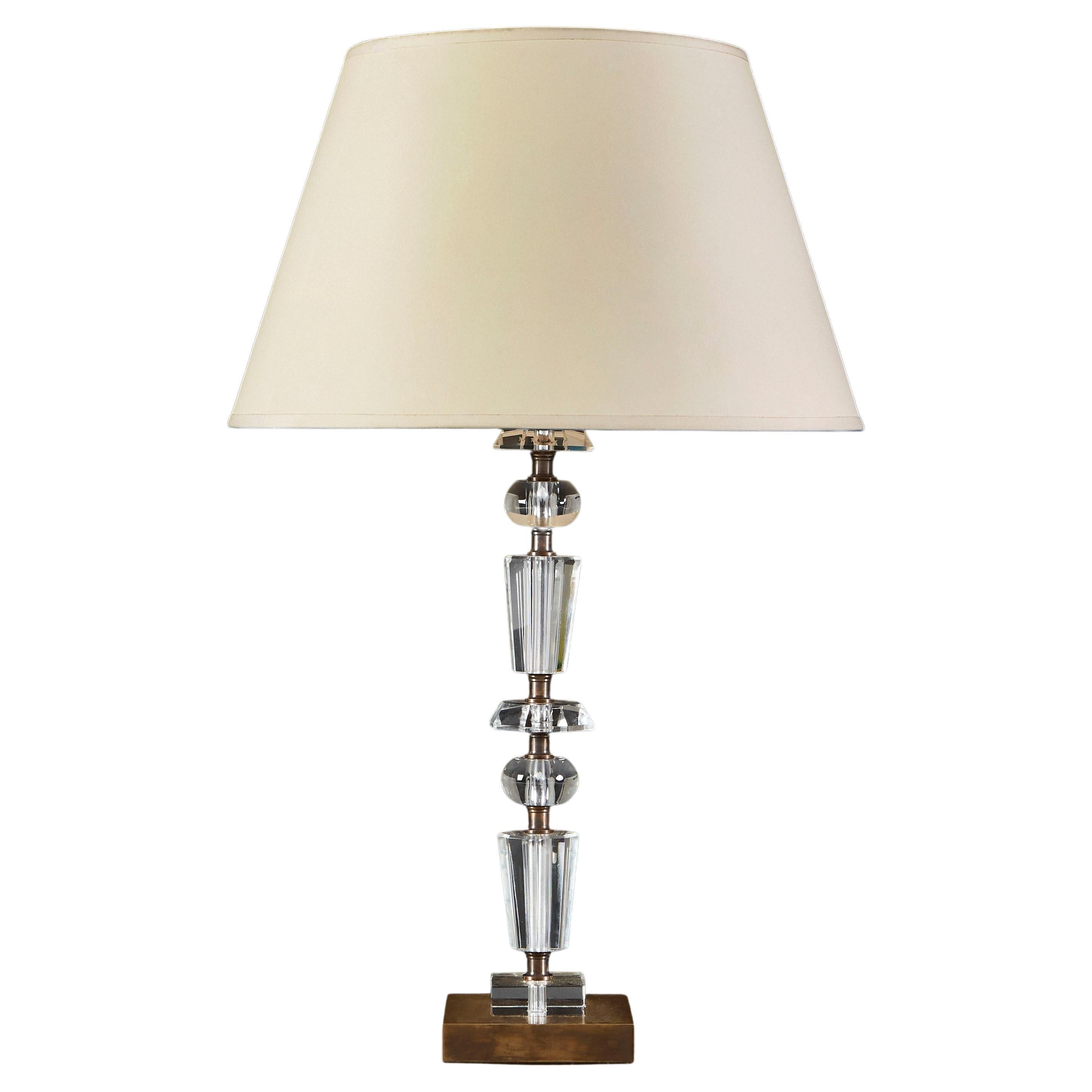 Italian Glass and Brass Column Lamp