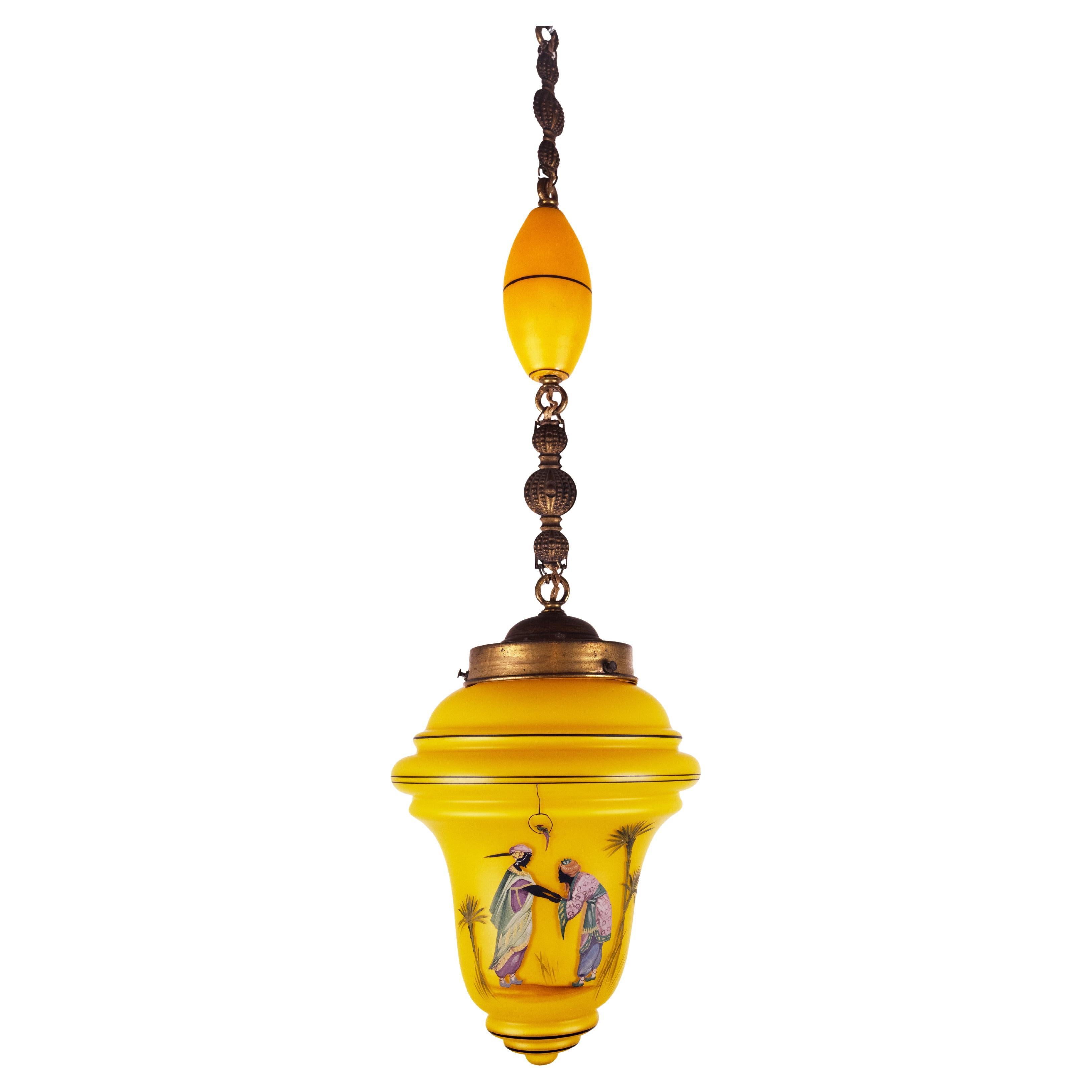 An Italian Glass Pendant with Moorish Figures For Sale