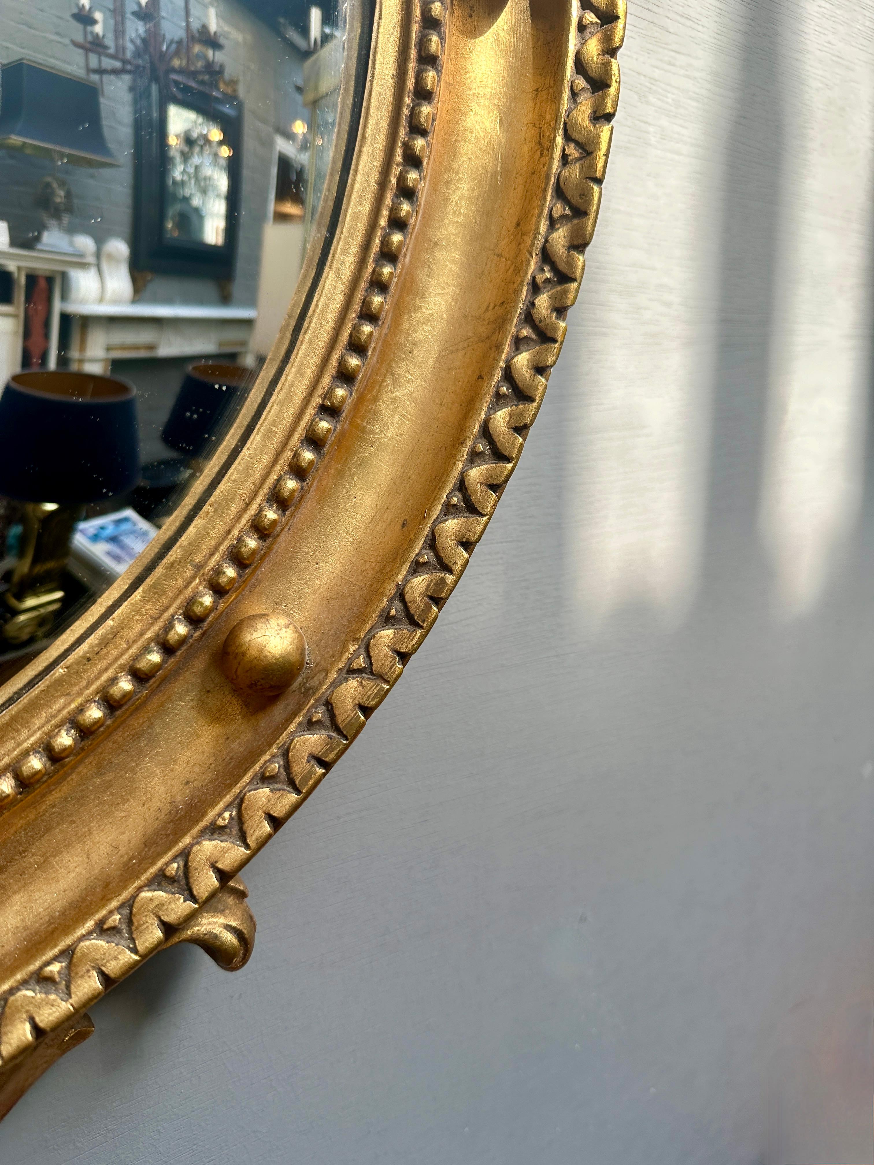 An Italian Gold Gilt Regency Style Convex Mirror For Sale 6