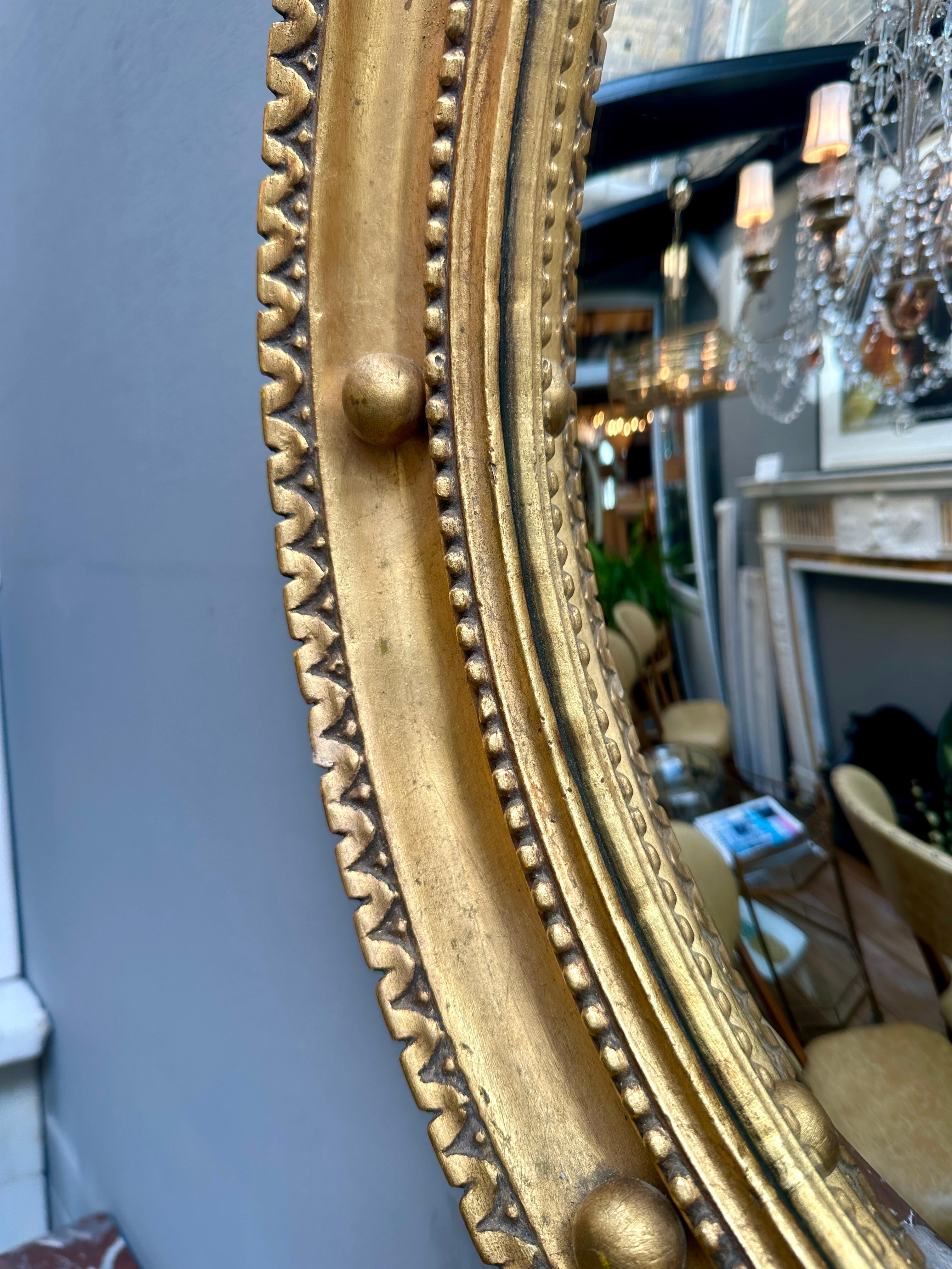 An Italian Gold Gilt Regency Style Convex Mirror For Sale 3