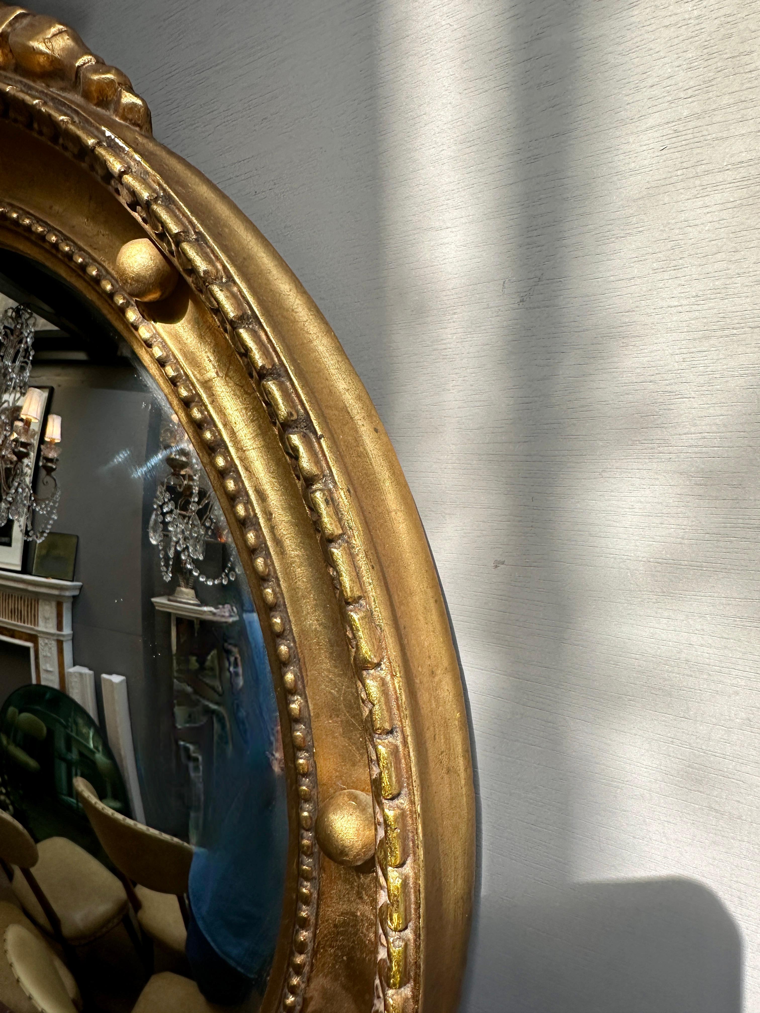 An Italian Gold Gilt Regency Style Convex Mirror For Sale 4