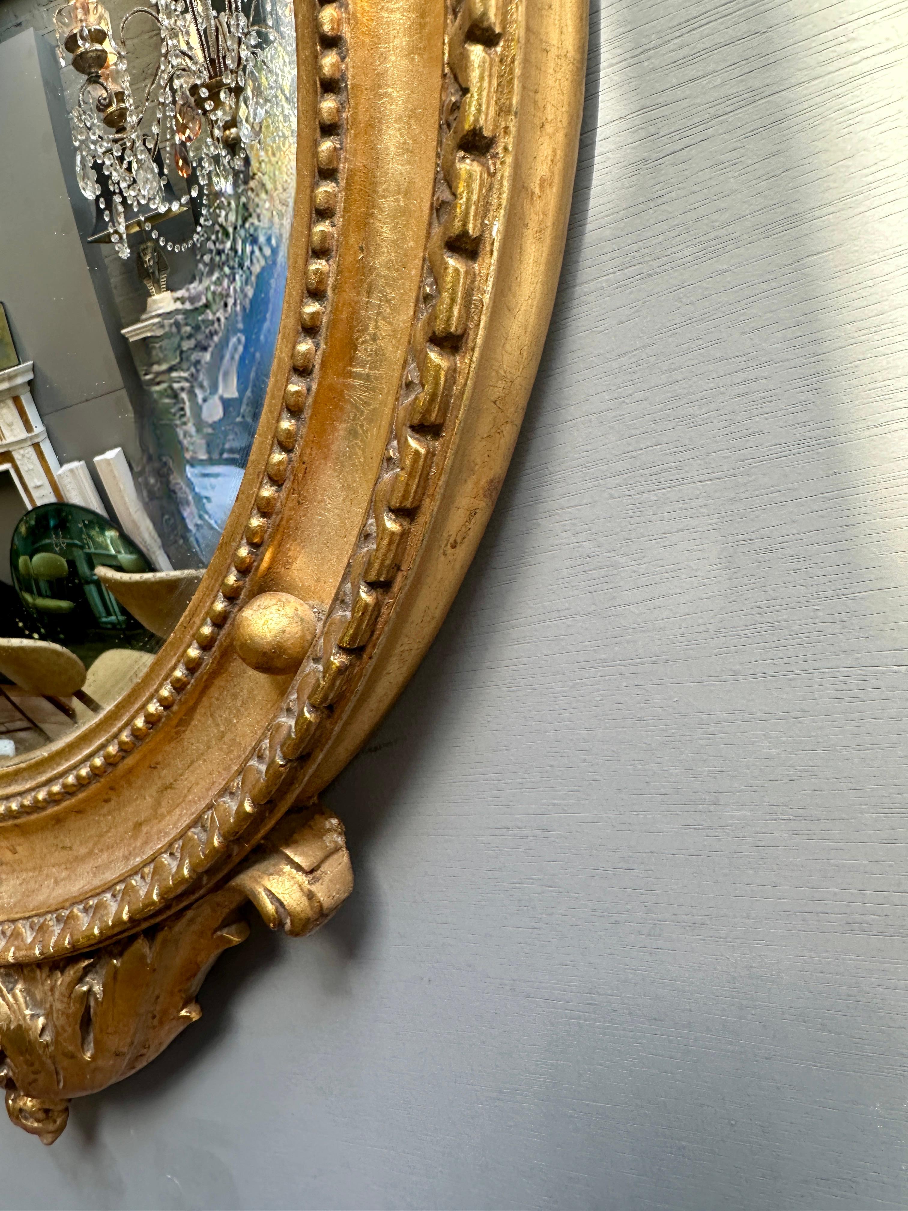 An Italian Gold Gilt Regency Style Convex Mirror For Sale 5