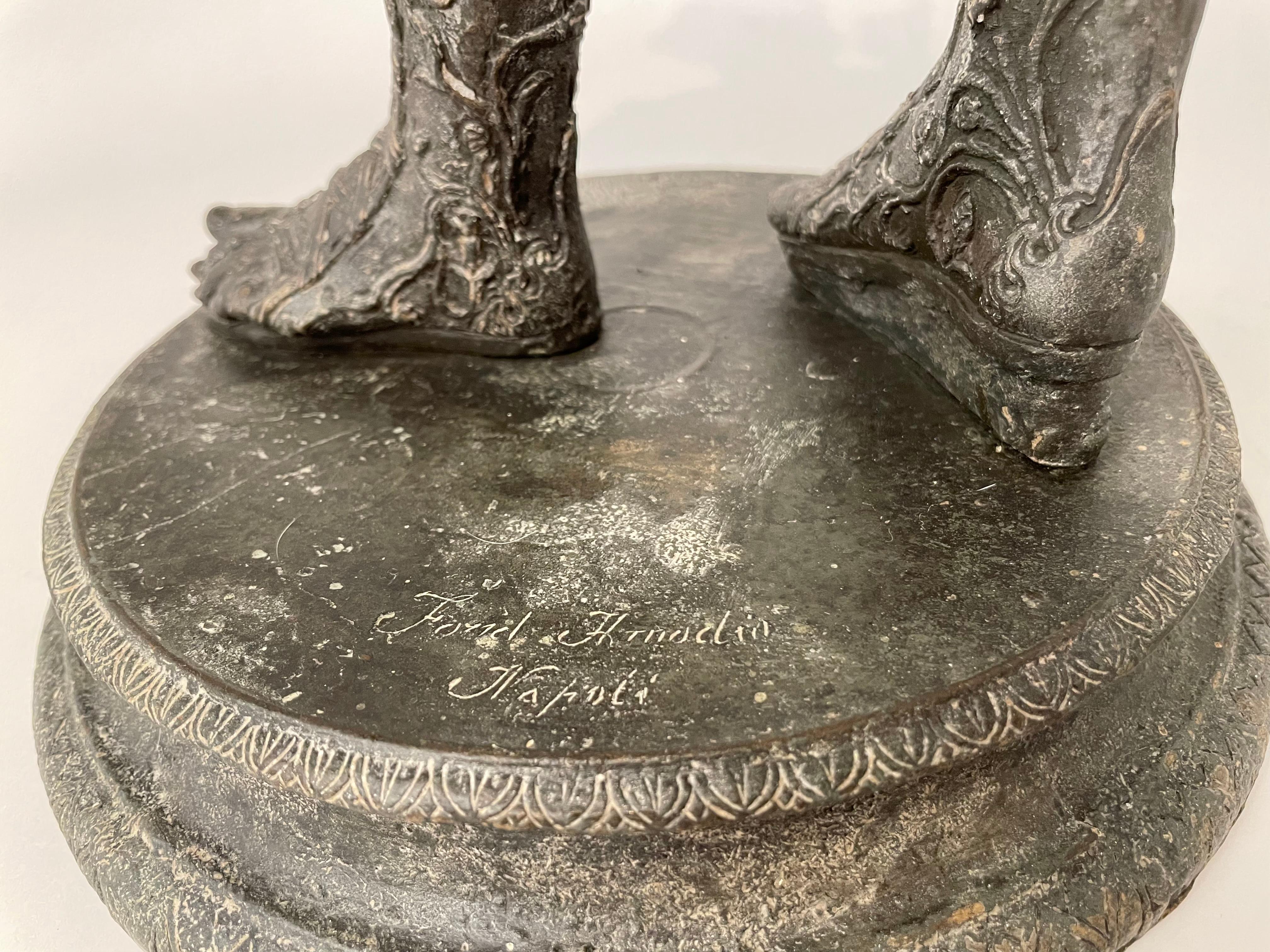 Italian Grand Tour Bronze Figure Narcissus Inscribed Fonderia Amodio, Napoli For Sale 9