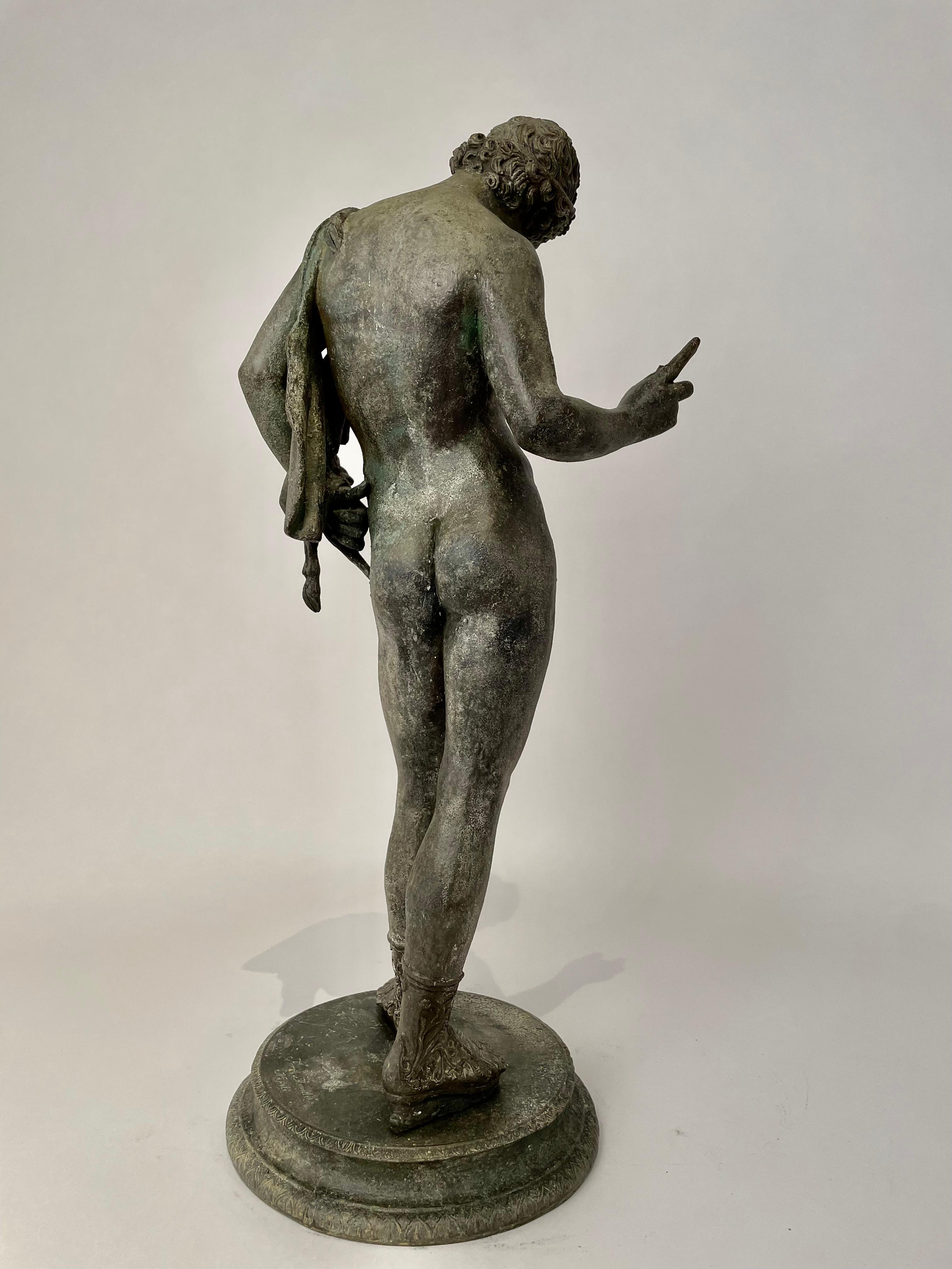 Italian Grand Tour Bronze Figure Narcissus Inscribed Fonderia Amodio, Napoli For Sale 10