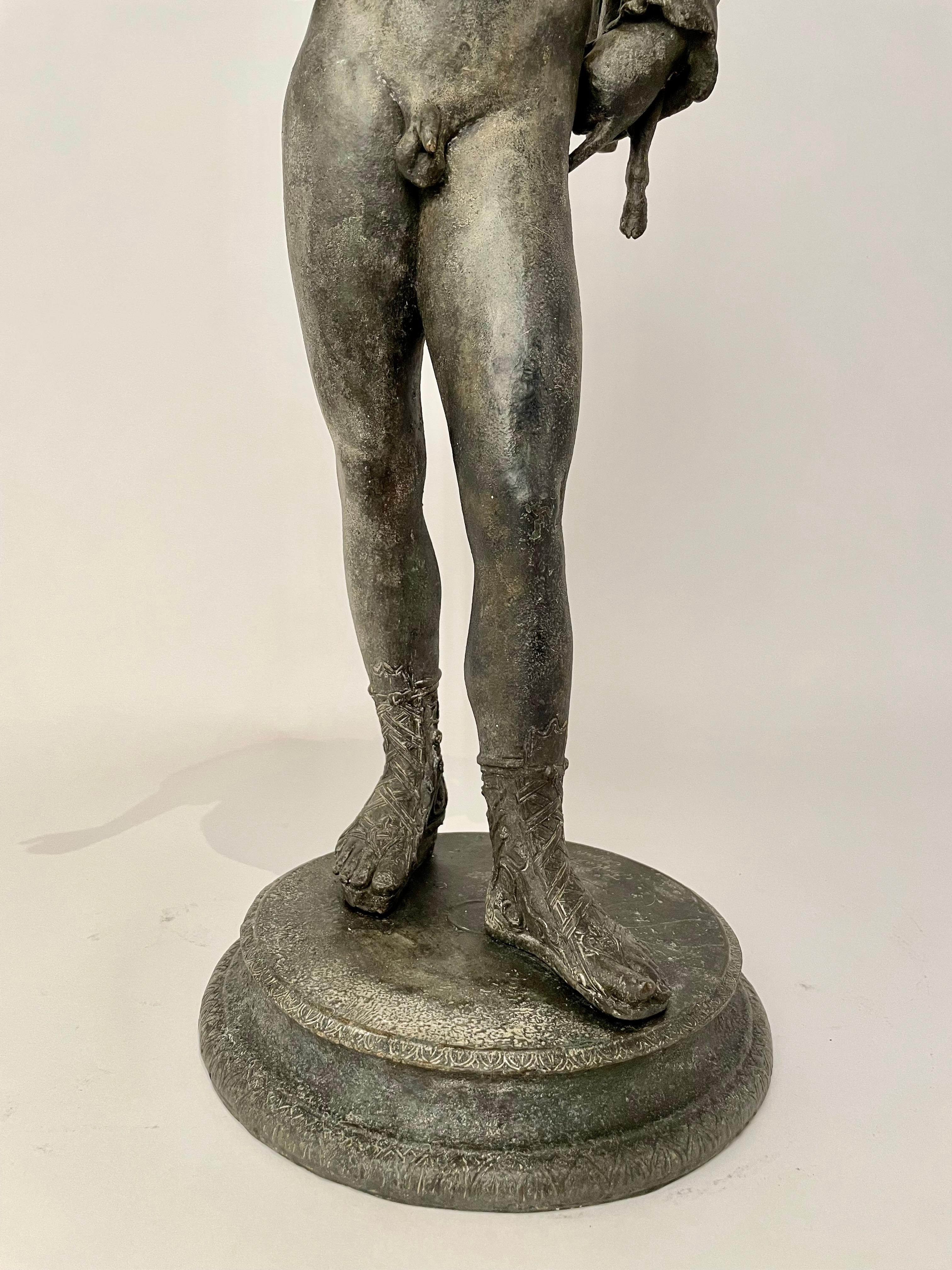 Cast Italian Grand Tour Bronze Figure Narcissus Inscribed Fonderia Amodio, Napoli For Sale